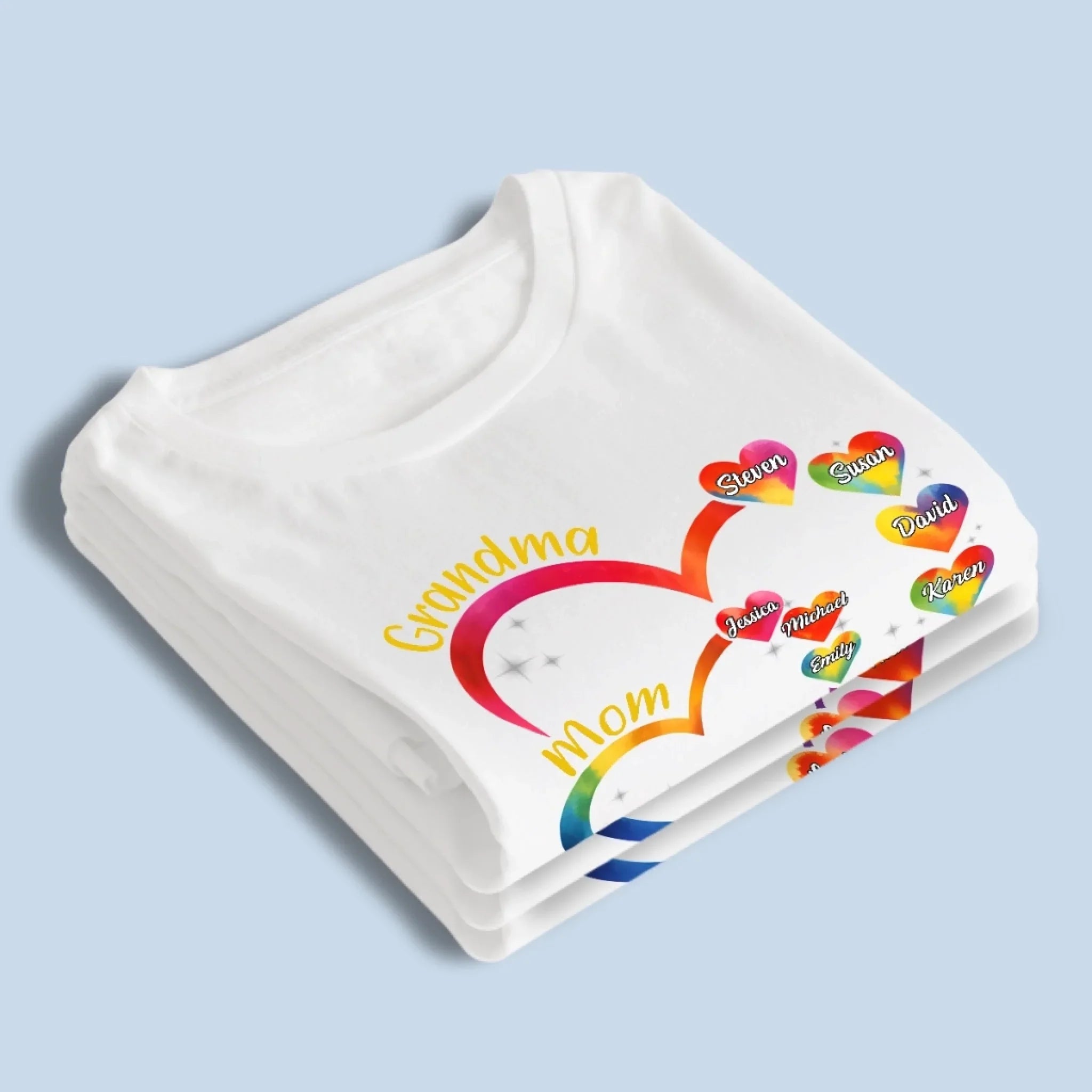 Love Stitched Into Every Name - Family Personalized Custom Unisex T-shirt, Premium T-shirt, Hoodie - Mother's Day, Gift For Mom, Grandma