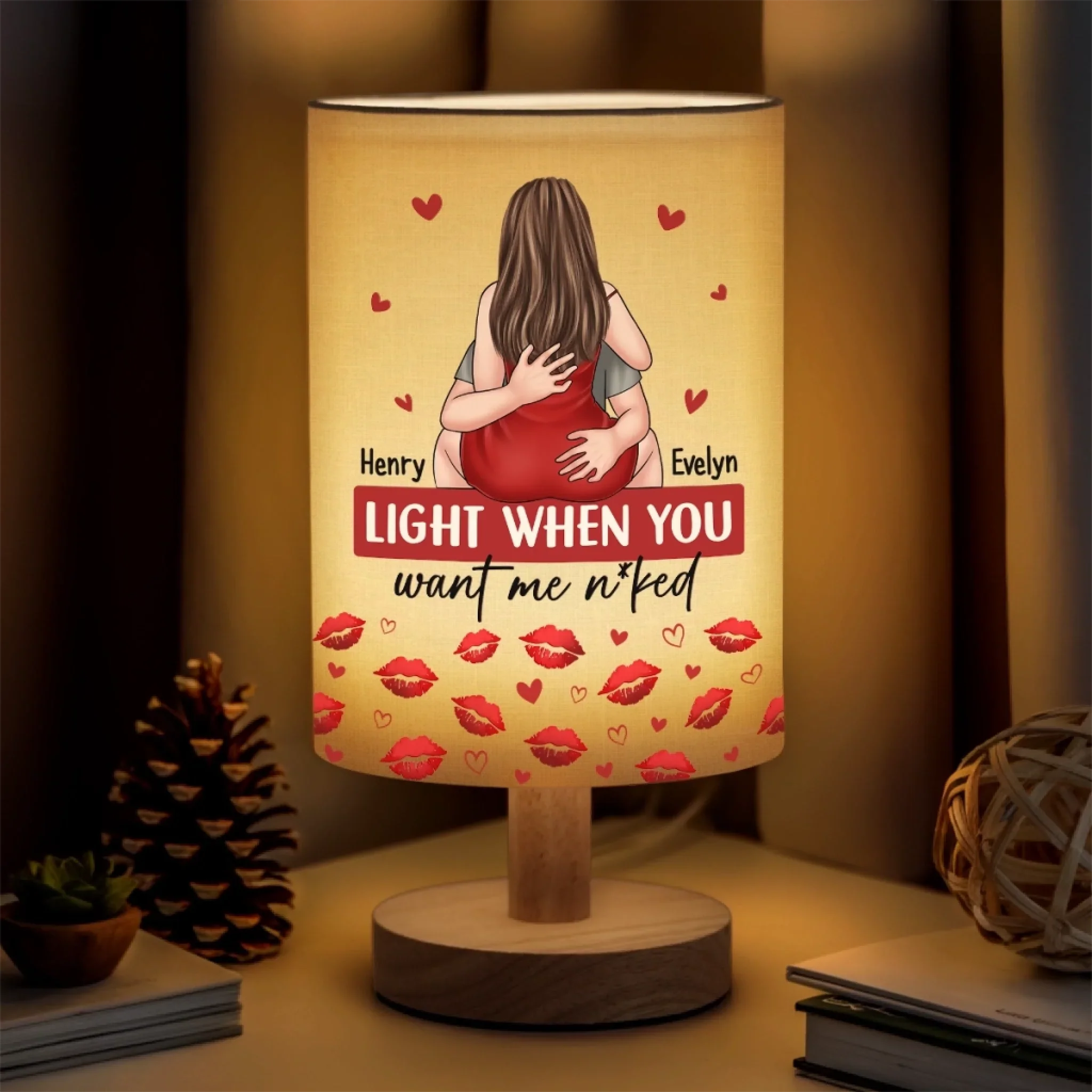 My Favorite View Is You - Couple Personalized Custom Linen Bedside Table Lamp - Gift For Husband Wife, Anniversary