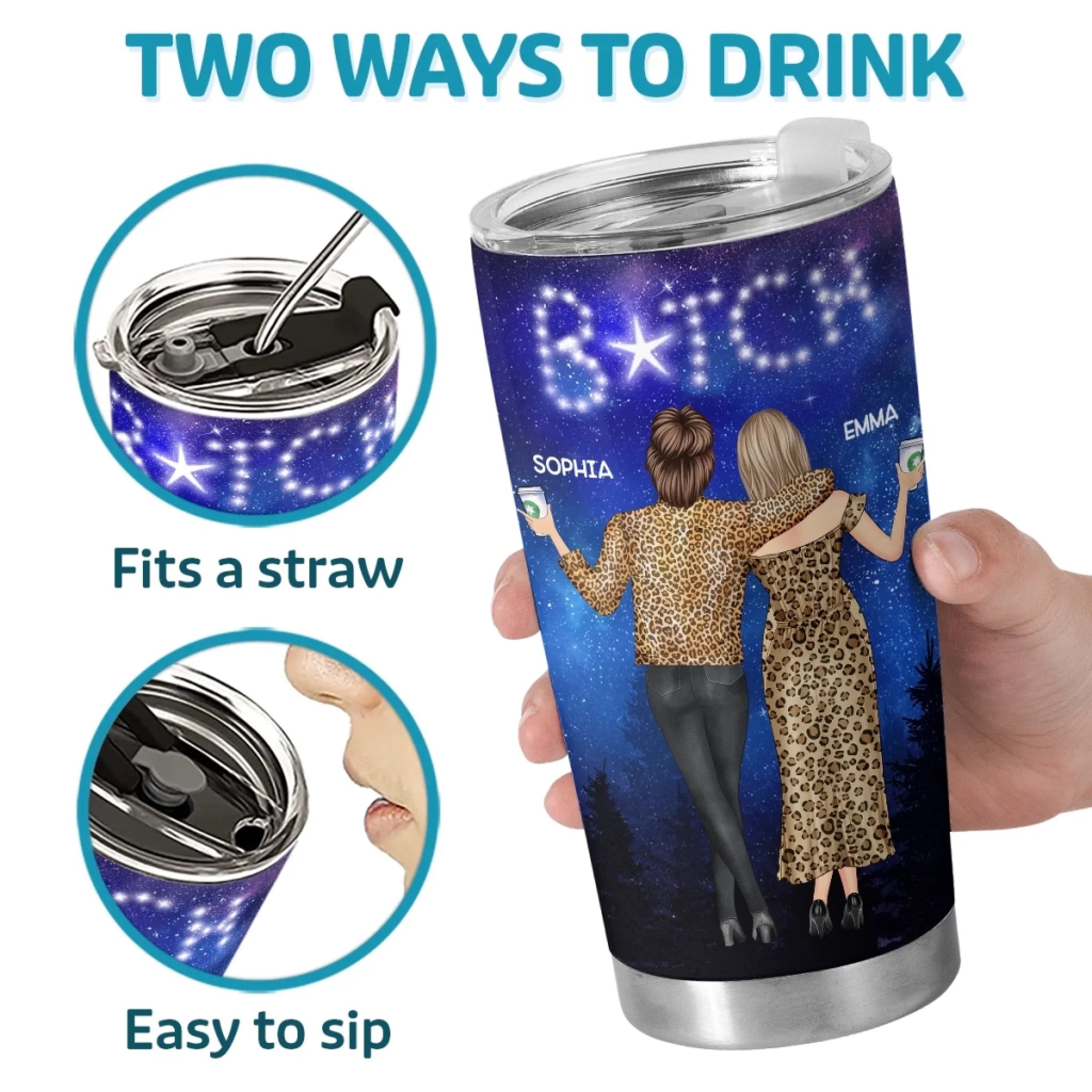 Written In The Stars, Impossible To Ignore - Bestie Personalized Custom Tumbler - Gift For Best Friends, BFF, Sisters