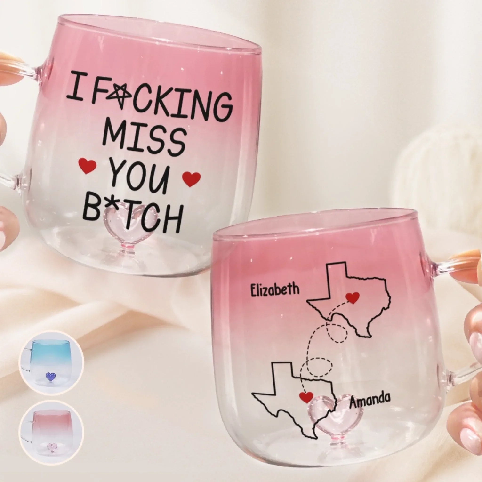 I Miss Being Annoying Together - Bestie Personalized Custom Gradient Glass Mug - Gift For Best Friends, BFF, Sisters
