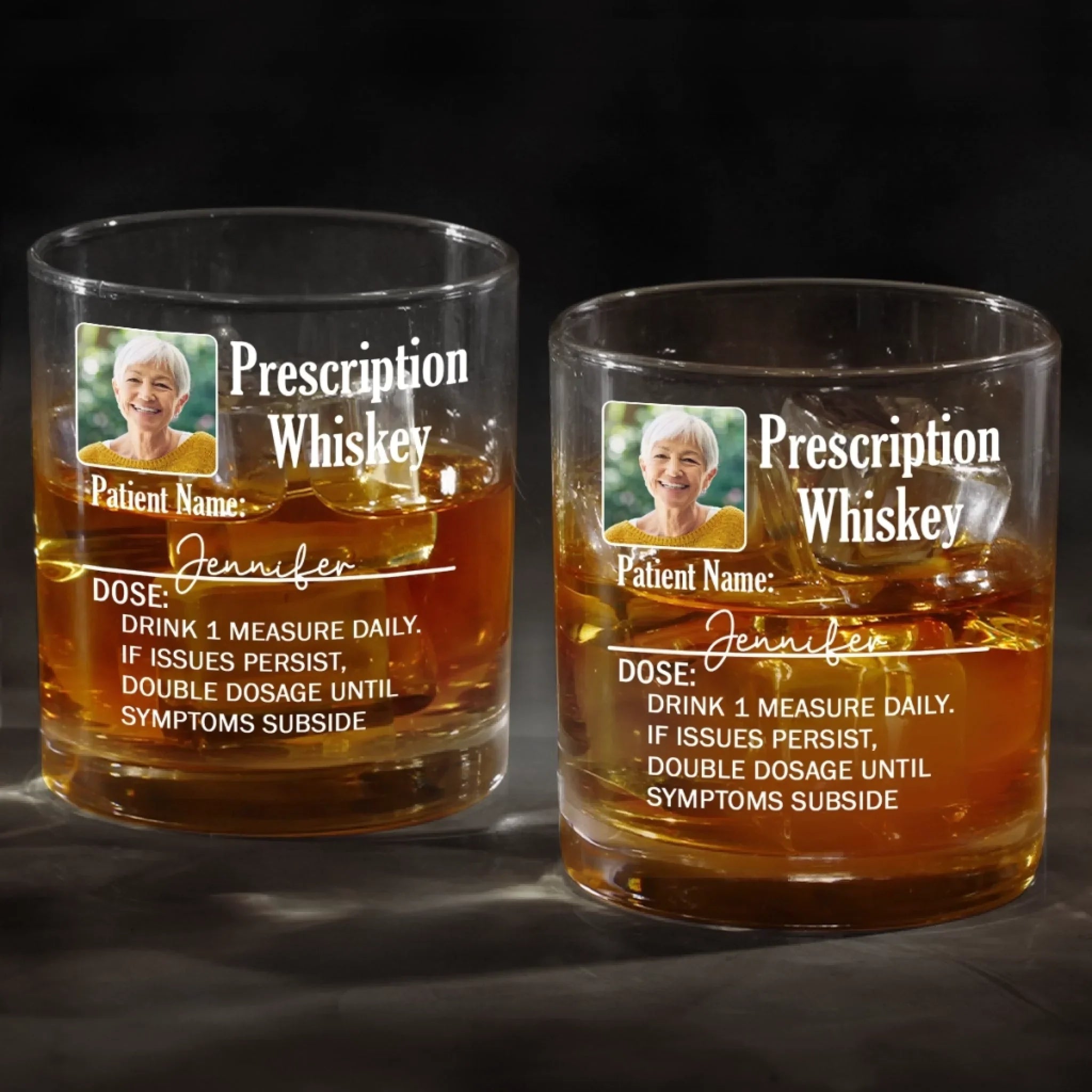 Custom Photo Your Prescription To Relax, Dad - Family Personalized Custom Whiskey Glass - Father's Day, Gift For Dad, Grandpa