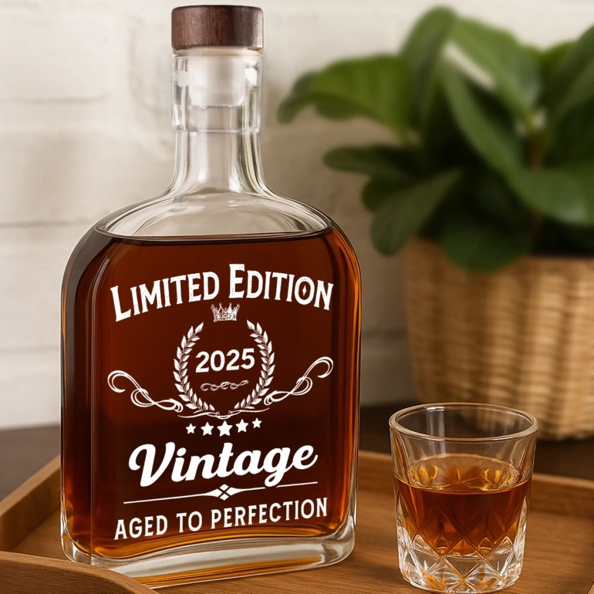 Cheers To The Best Partner In Time - Couple Personalized Custom Whiskey Bottle - Birthday, Anniversary Gift For Husband