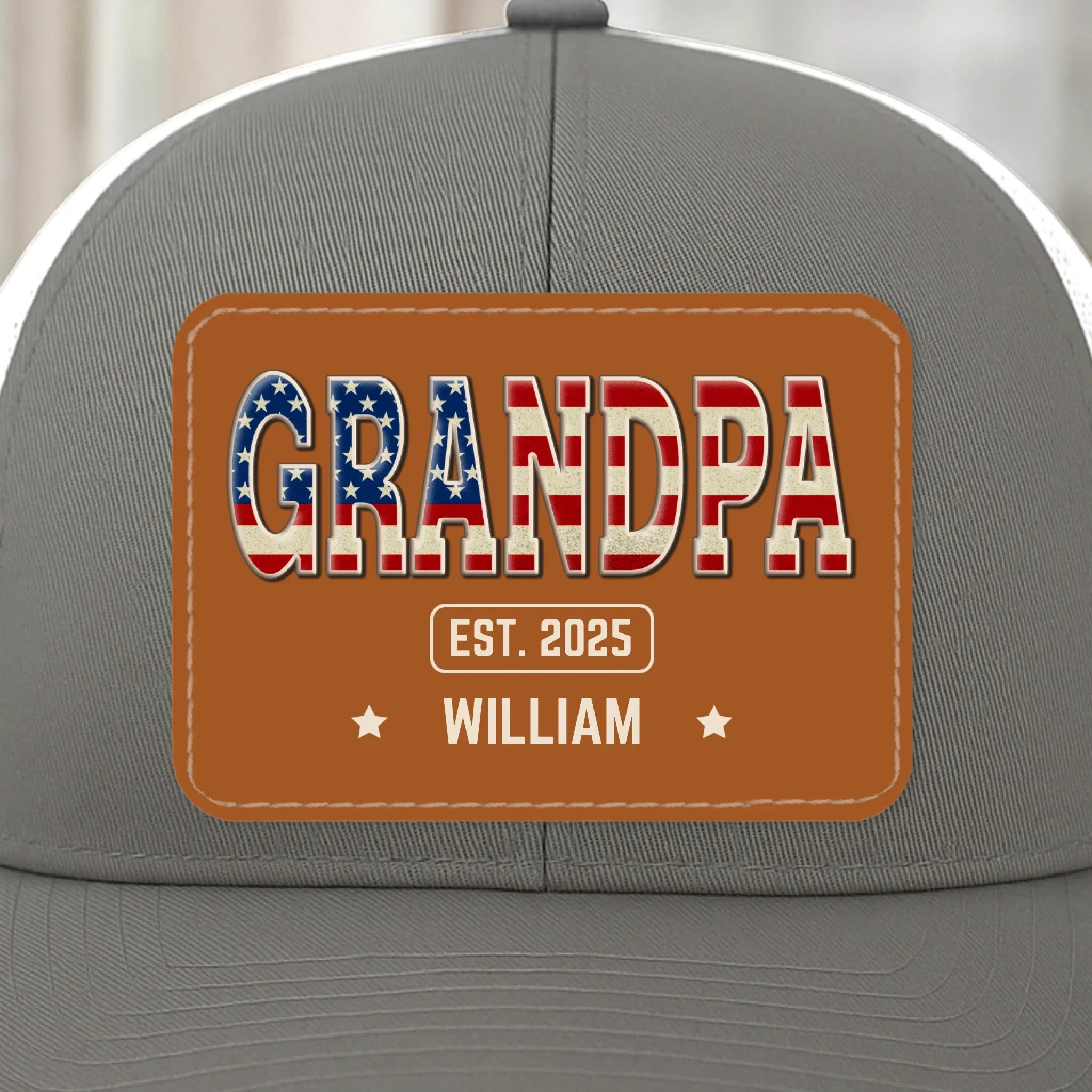 Papa Knows Best - Family Personalized Custom Leather Patch Mesh Cap - 4th Of July, Gift For Dad, Grandpa
