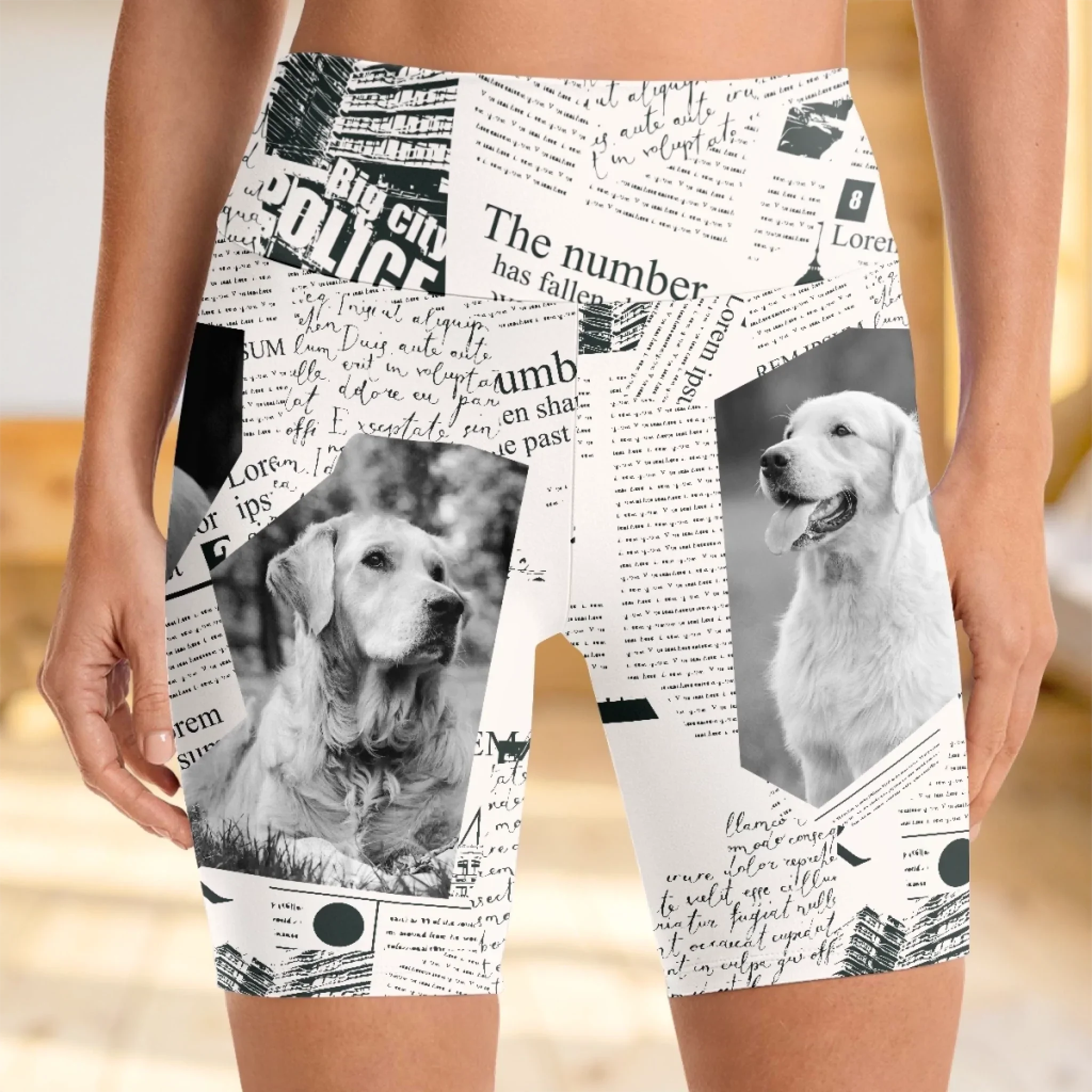 Custom Photo Fetch Vibes Only - Dog & Cat Personalized Custom Biker Leggings - Gifts For Pet Owners, Pet Lovers