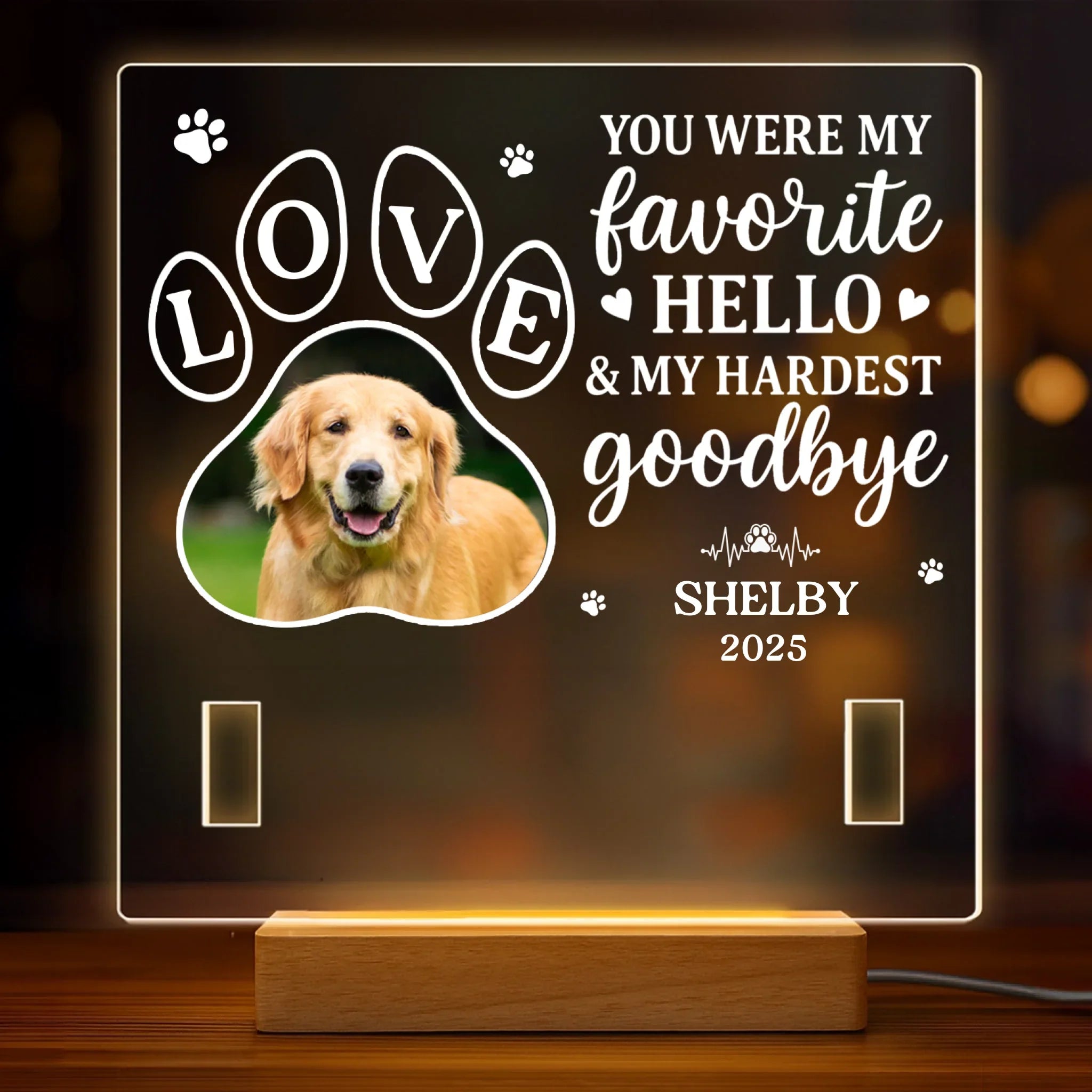 Custom Photo Loved Beyond Words - Memorial Personalized Custom Pet Loss Memorial Light - Sympathy Gift For Pet Owners, Pet Lovers
