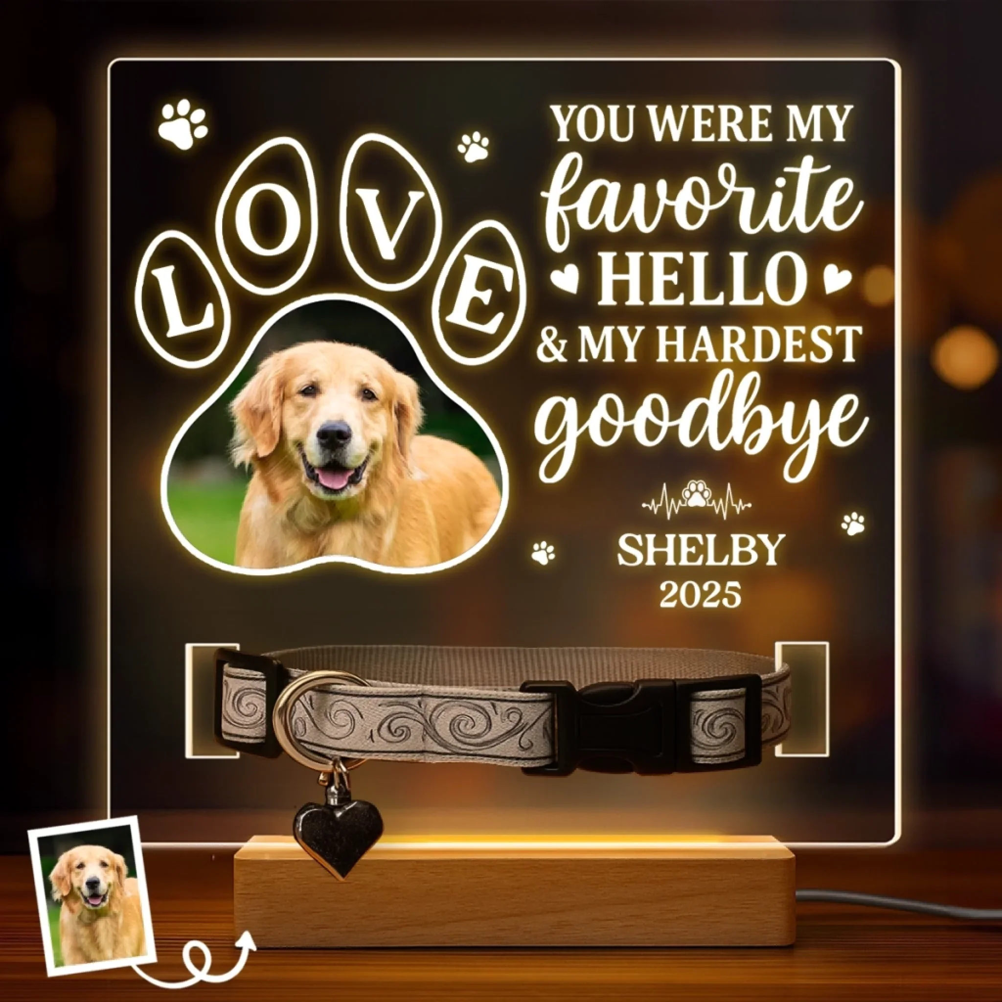 Custom Photo Loved Beyond Words - Memorial Personalized Custom Pet Loss Memorial Light - Sympathy Gift For Pet Owners, Pet Lovers