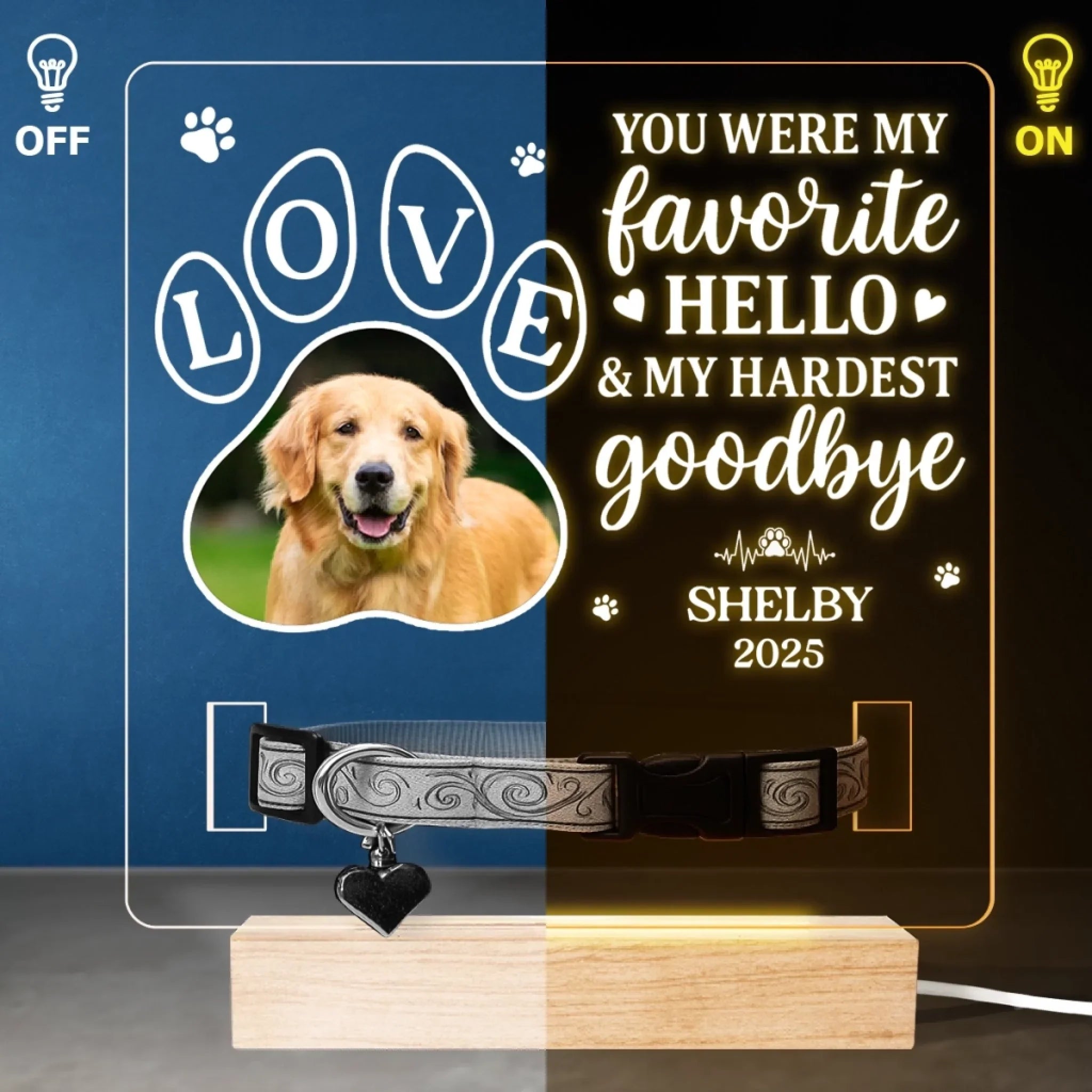 Custom Photo Loved Beyond Words - Memorial Personalized Custom Pet Loss Memorial Light - Sympathy Gift For Pet Owners, Pet Lovers