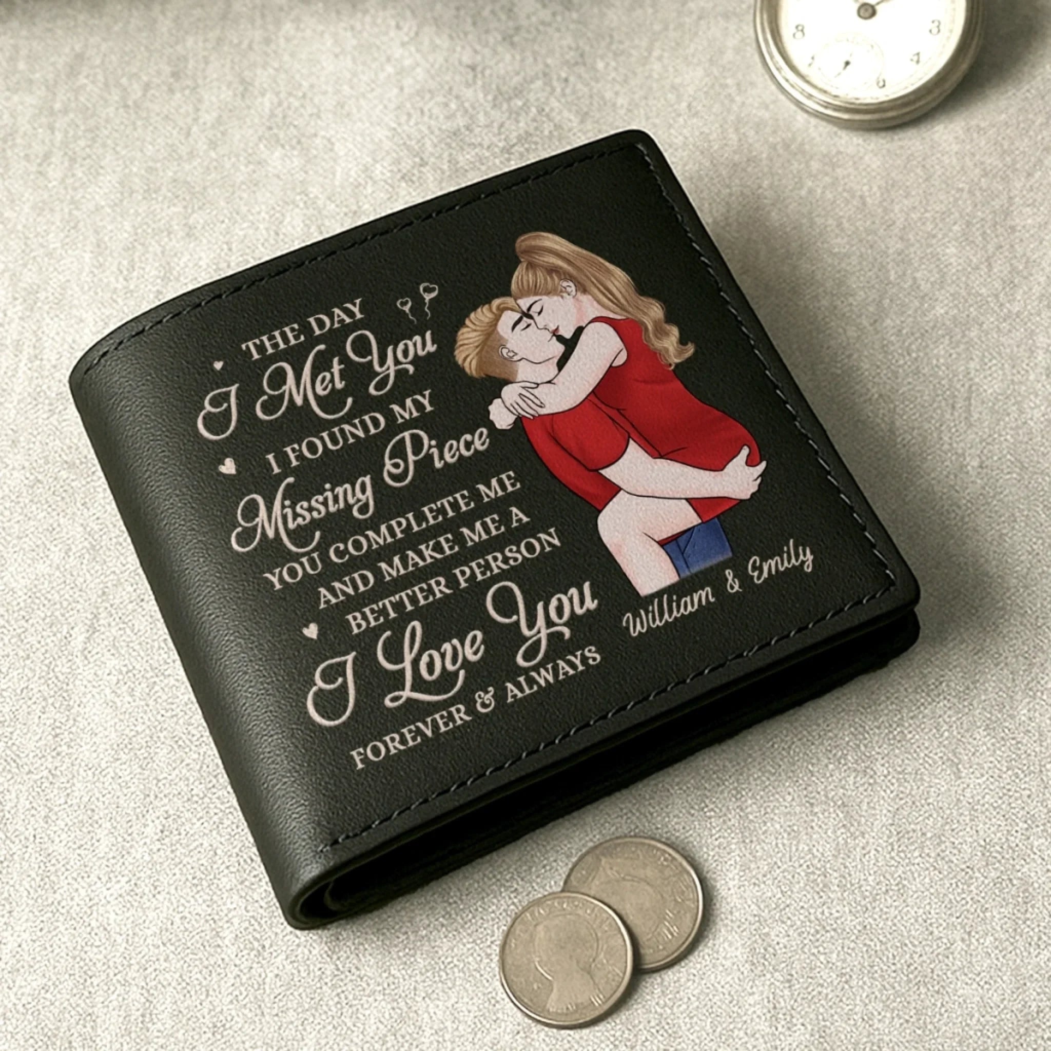 Better With You - Couple Personalized Custom Double-Sided Printed Leather Wallet - Gift For Husband Wife, Anniversary