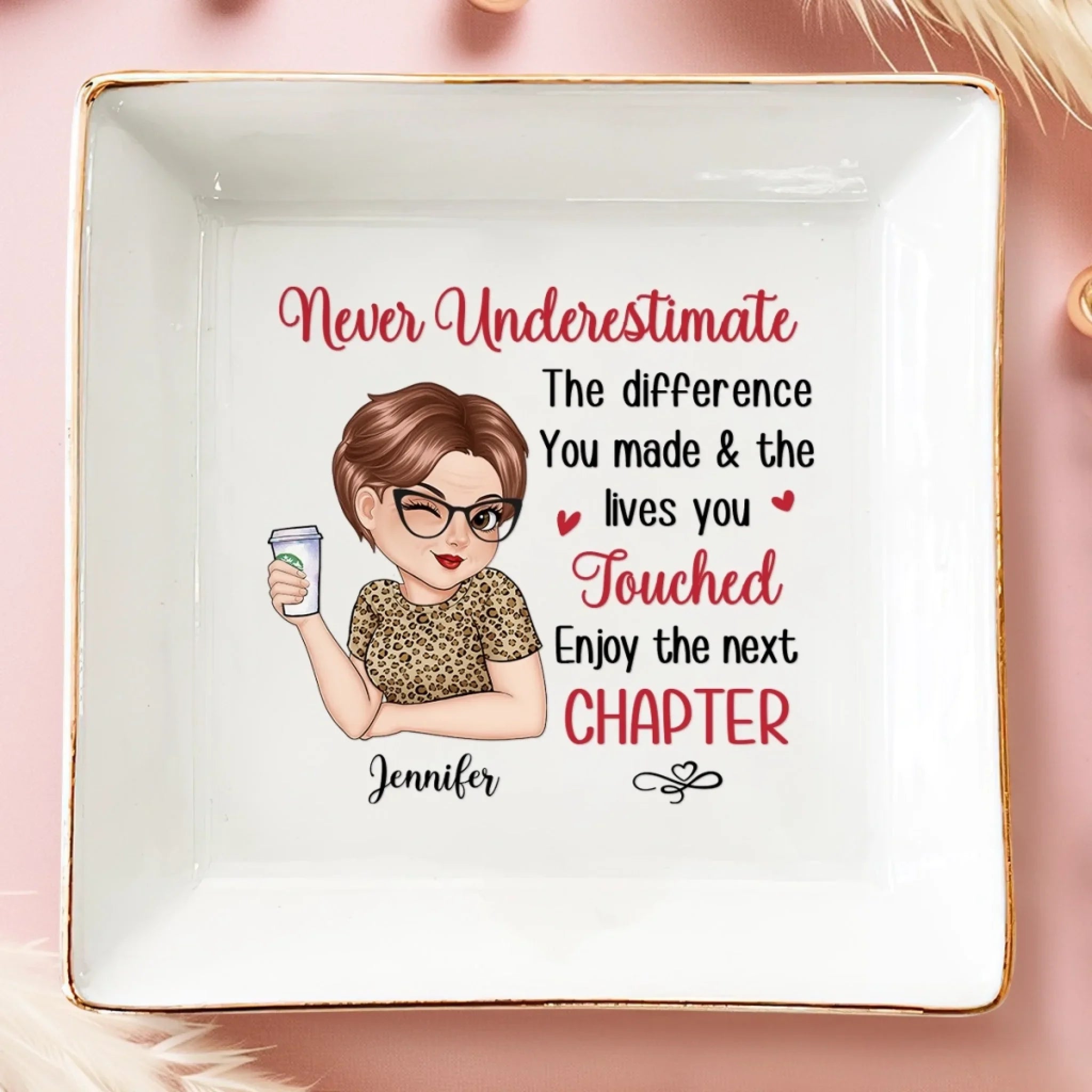 Chapter Closed, Legend Unlocked - Coworker Personalized Custom Jewelry Dish - Appreciation, Retirement Gift For Coworkers, Work Friends, Colleagues