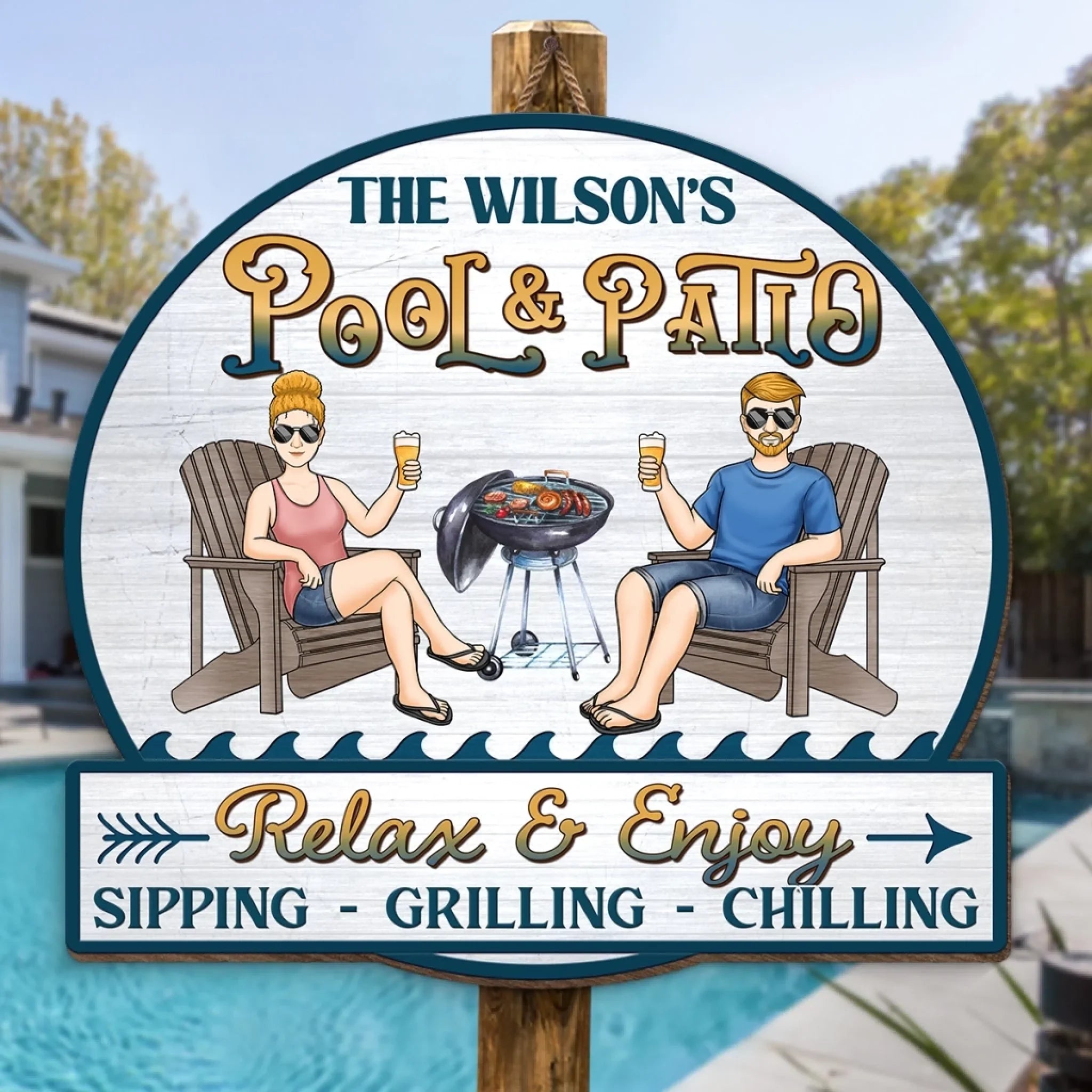Patio Life Is Best Life - Couple Personalized Custom Shaped Home Decor Wood Sign - Gift For Husband Wife, Anniversary