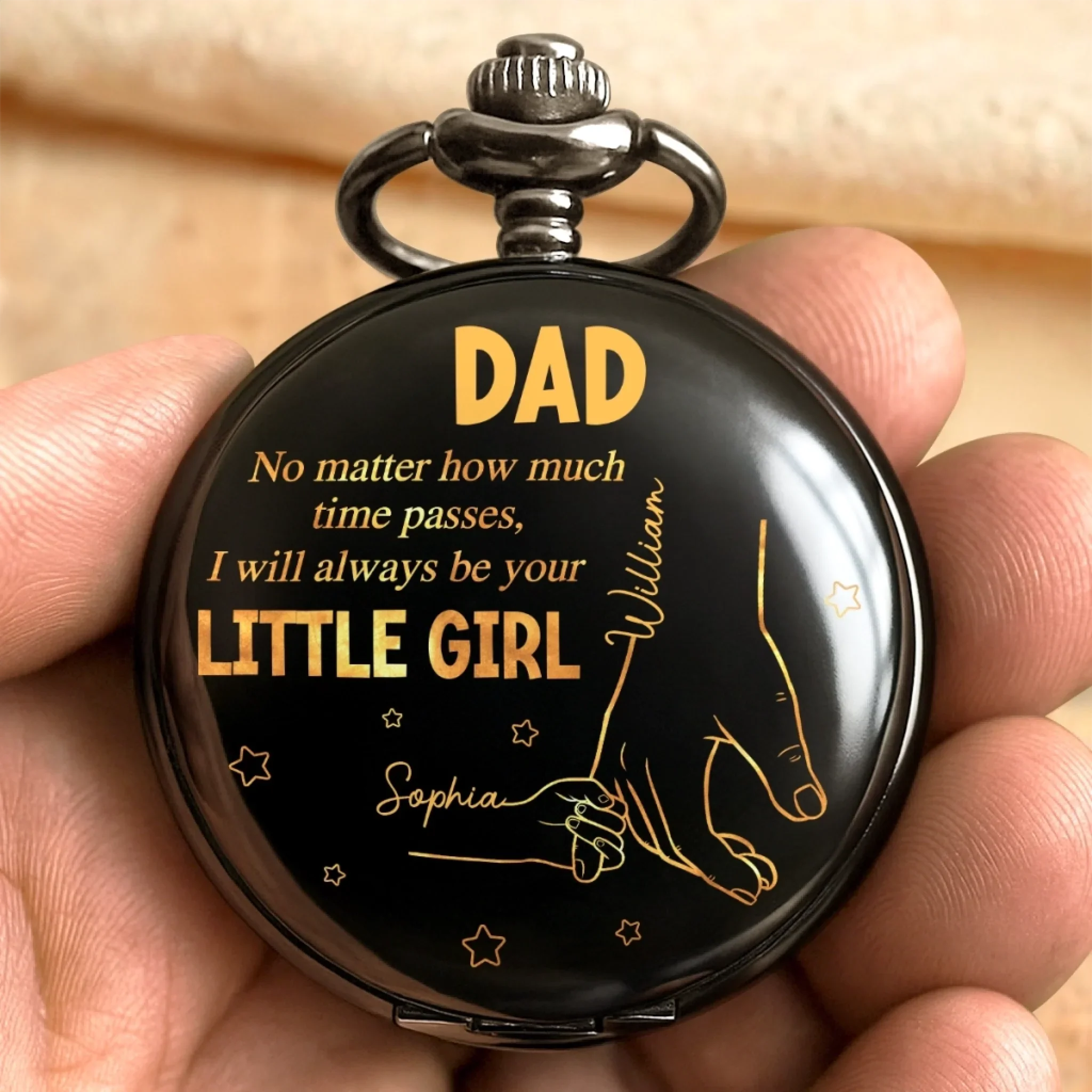 Forever Your Little Girl - Family Personalized Custom Pocket Watch - Father's Day, Gift For Dad, Grandpa