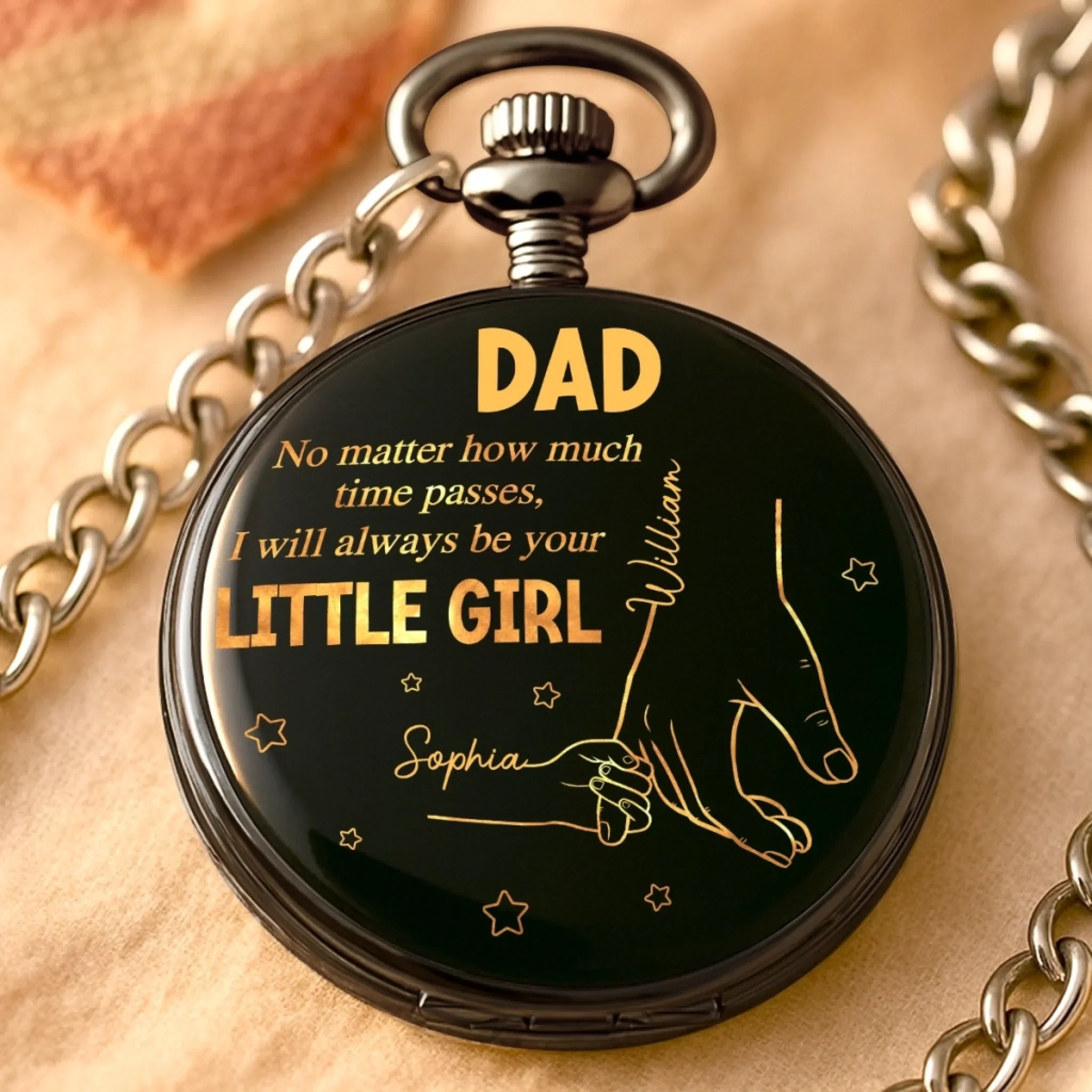 Forever Your Little Girl - Family Personalized Custom Pocket Watch - Father's Day, Gift For Dad, Grandpa