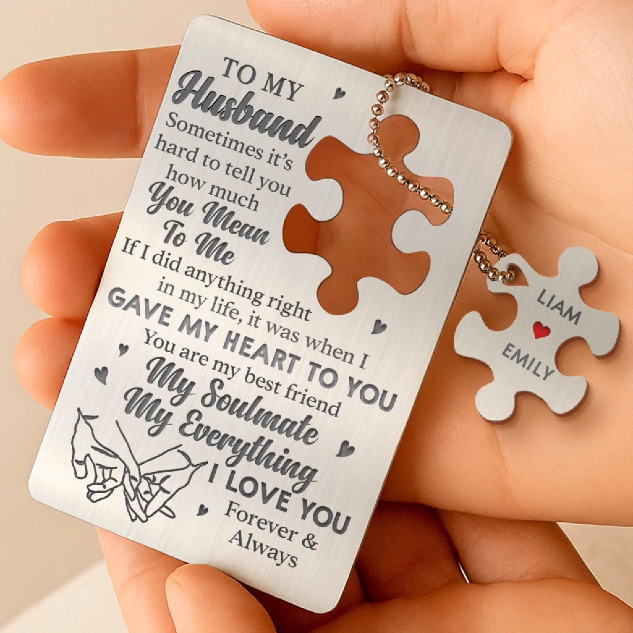 Home Is Wherever I’m With You - Couple Personalized Custom Metal Wallet Card With Charm - Gift For Husband Wife, Anniversary