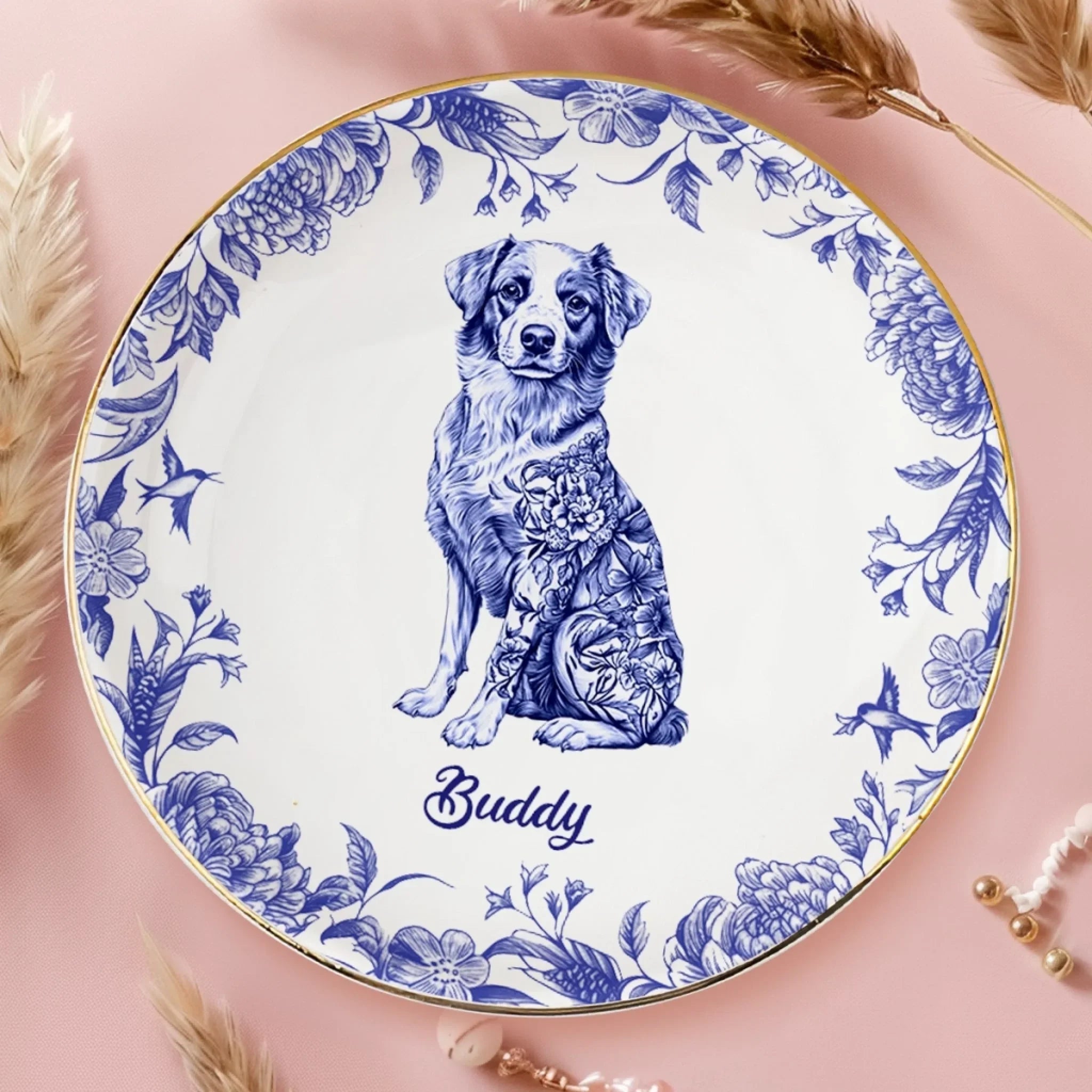 Custom Full-Print Round Jewelry Dish - Personalized Father's Day Birthday Gifts For Dog Cat Lovers, Dog Dad And Mom, Cat Owners - Floral Soul, Furry Heart