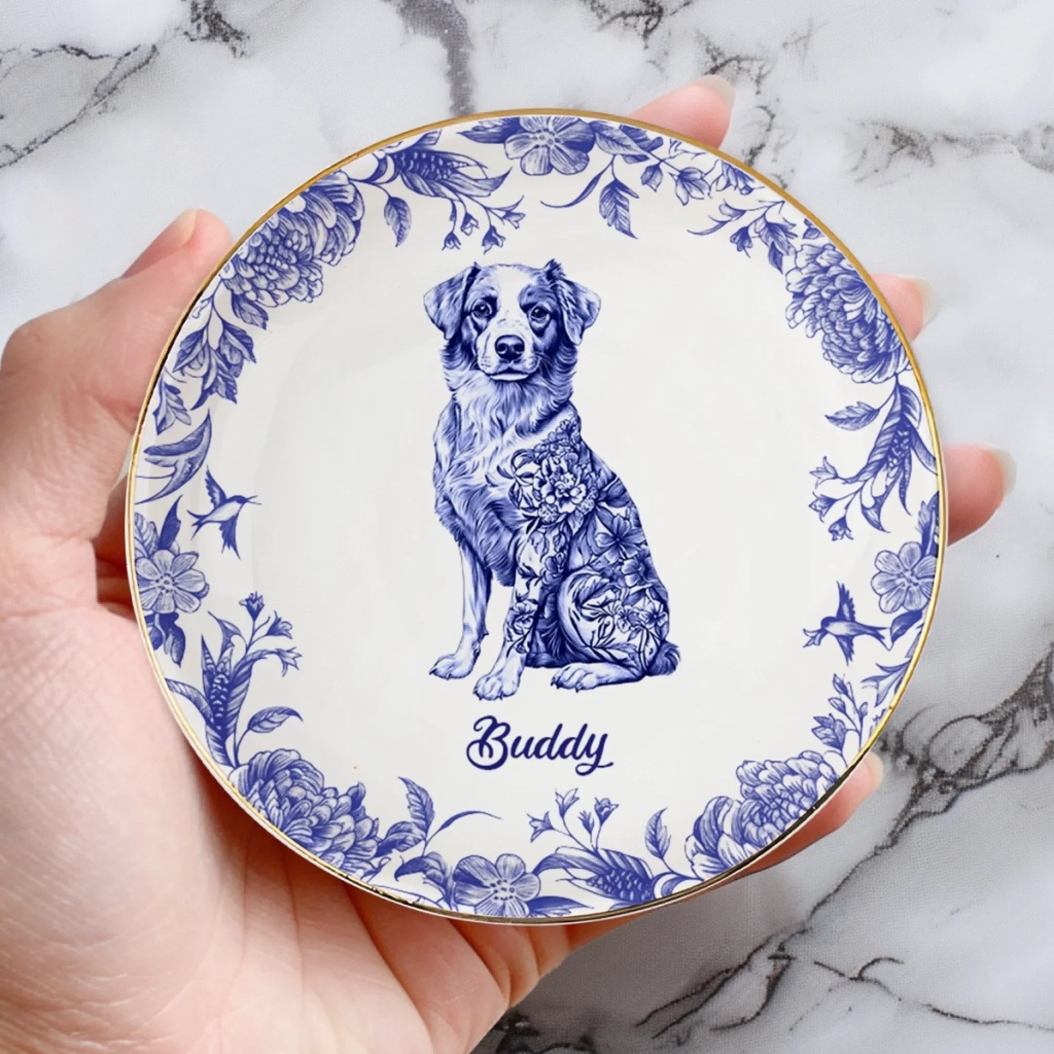 Custom Full-Print Round Jewelry Dish - Personalized Father's Day Birthday Gifts For Dog Cat Lovers, Dog Dad And Mom, Cat Owners - Floral Soul, Furry Heart