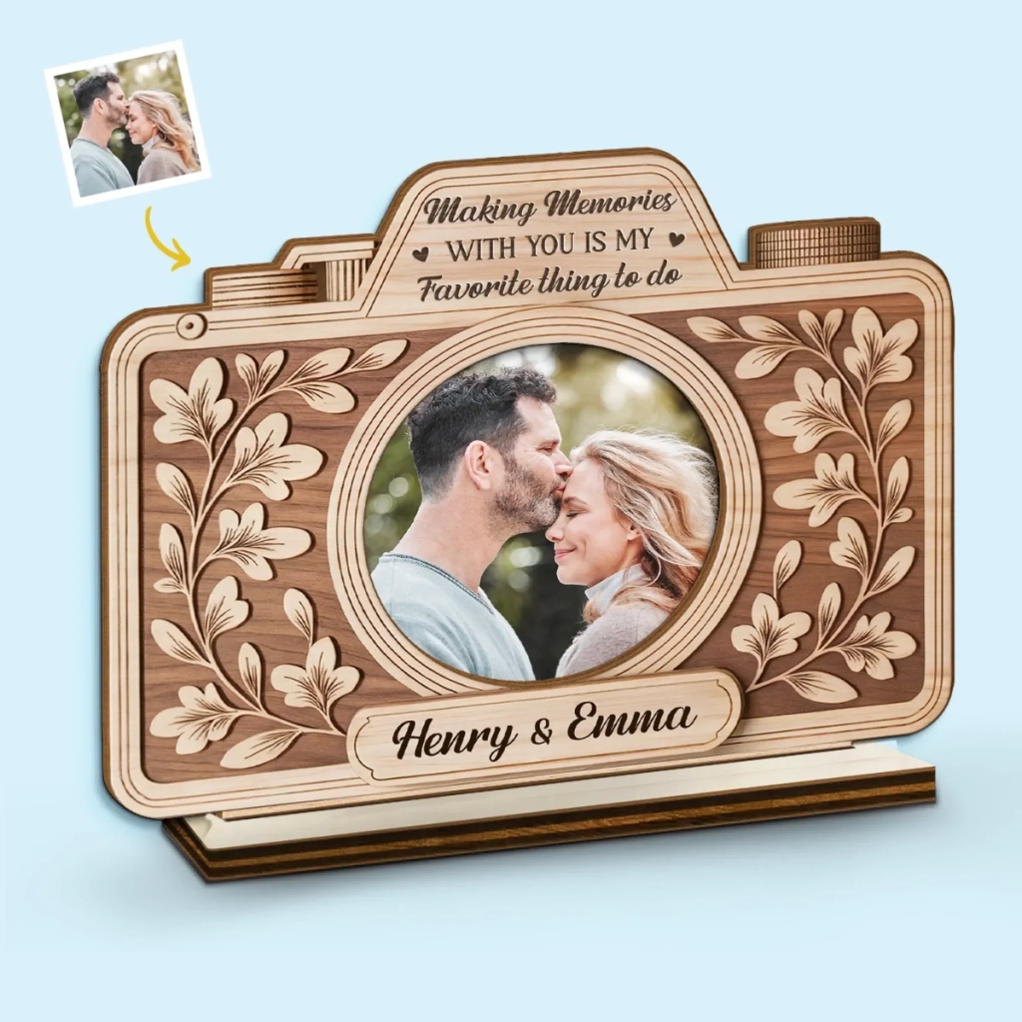 Custom Photo 2-Layered Wooden Plaque - Personalized Anniversary Wedding Gifts For Husband And Wife, Him And Her - Our Love Story Is My Favorite