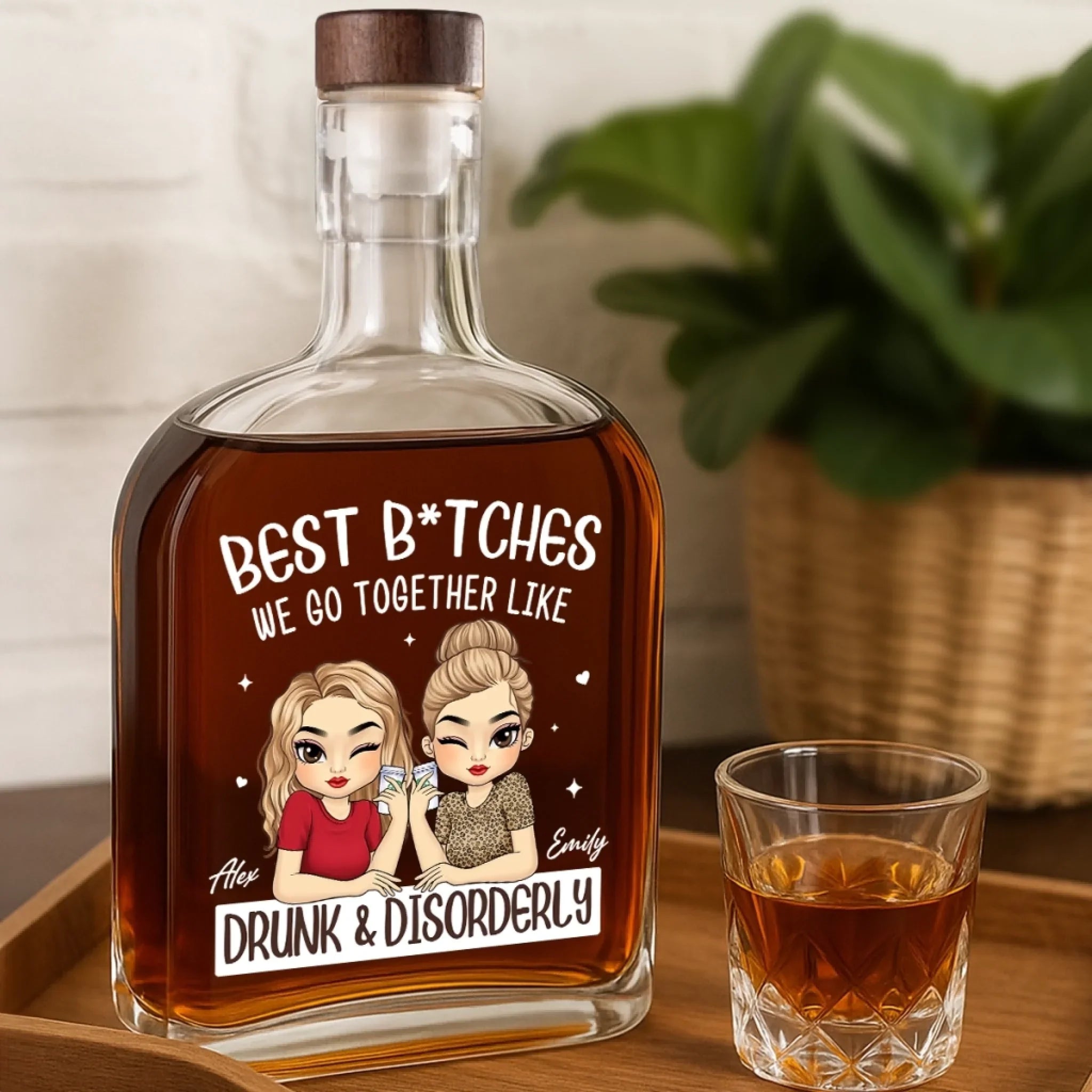 Custom Whiskey Bottle - Personalized Best Friend Birthday Gifts For Women - Partners In Wine