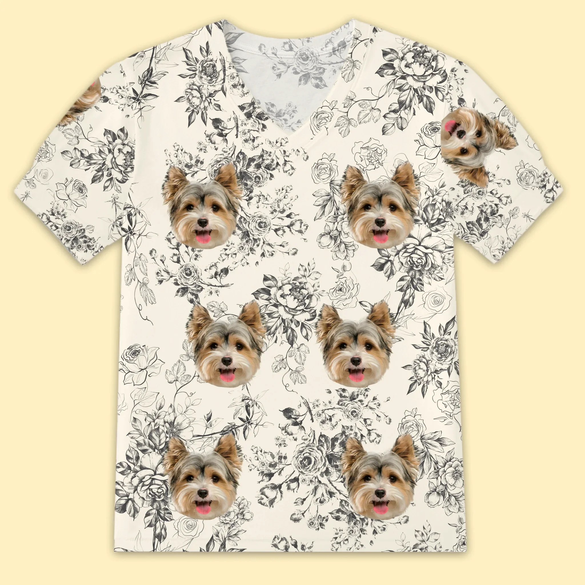 Custom Photo Puff Sleeve Shirt - Personalized Summer Vacation And Travel Gifts For Dog Cat Lovers, Dog Dad And Mom, Cat Owners - Pawsitive Vibes Only