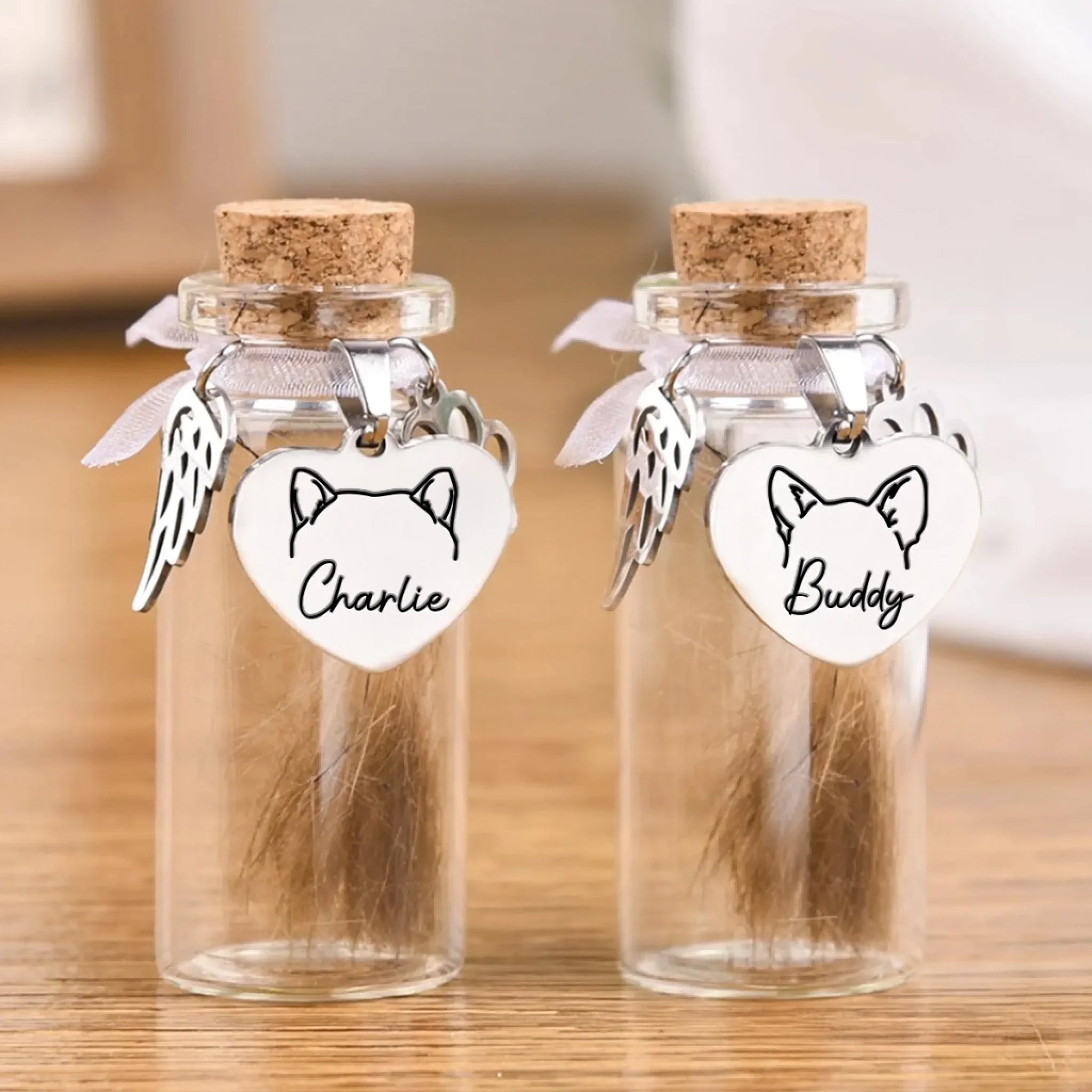 Custom Pet Fur Keepsake Jar - Personalized Pet Memorial Sympathy Gifts For Dogs, Cats - Gone But Not Forgotten