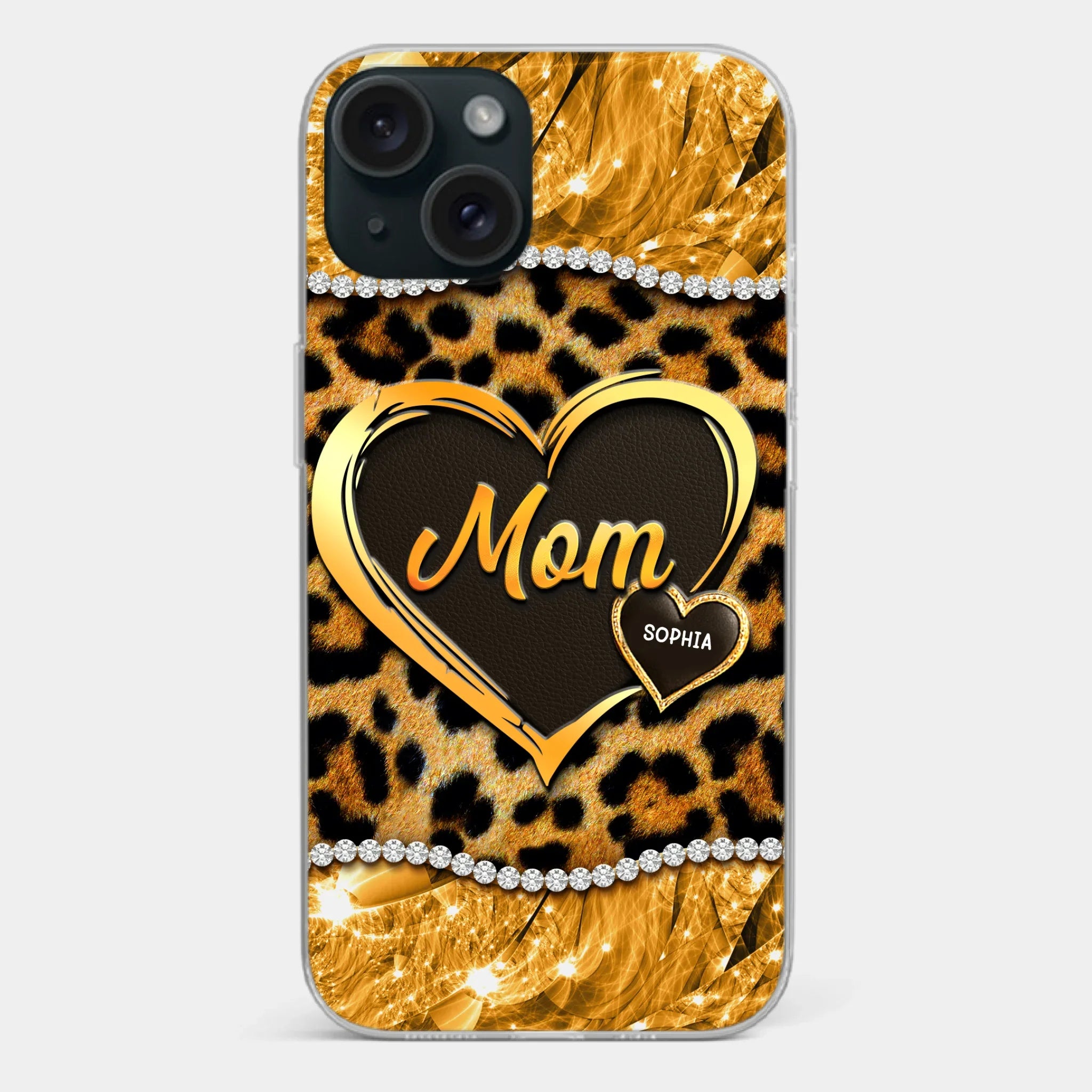 Custom 3D Inflated Effect Printed Clear Phone Case - Personalized Mother's Day Gifts For Mother, Grandmother - Shine Like A Diamond