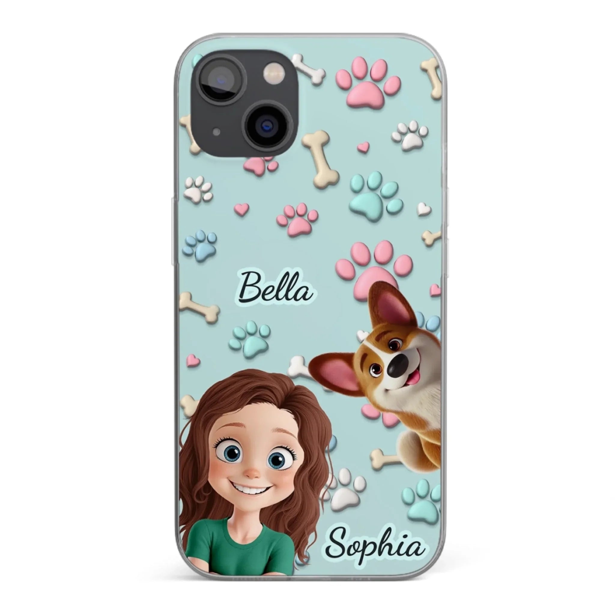 Custom 3D Inflated Effect Printed Clear Phone Case - Personalized Birthday Gifts For Dog Lovers, Dog Dad And Mom - Pawfect Moments Together