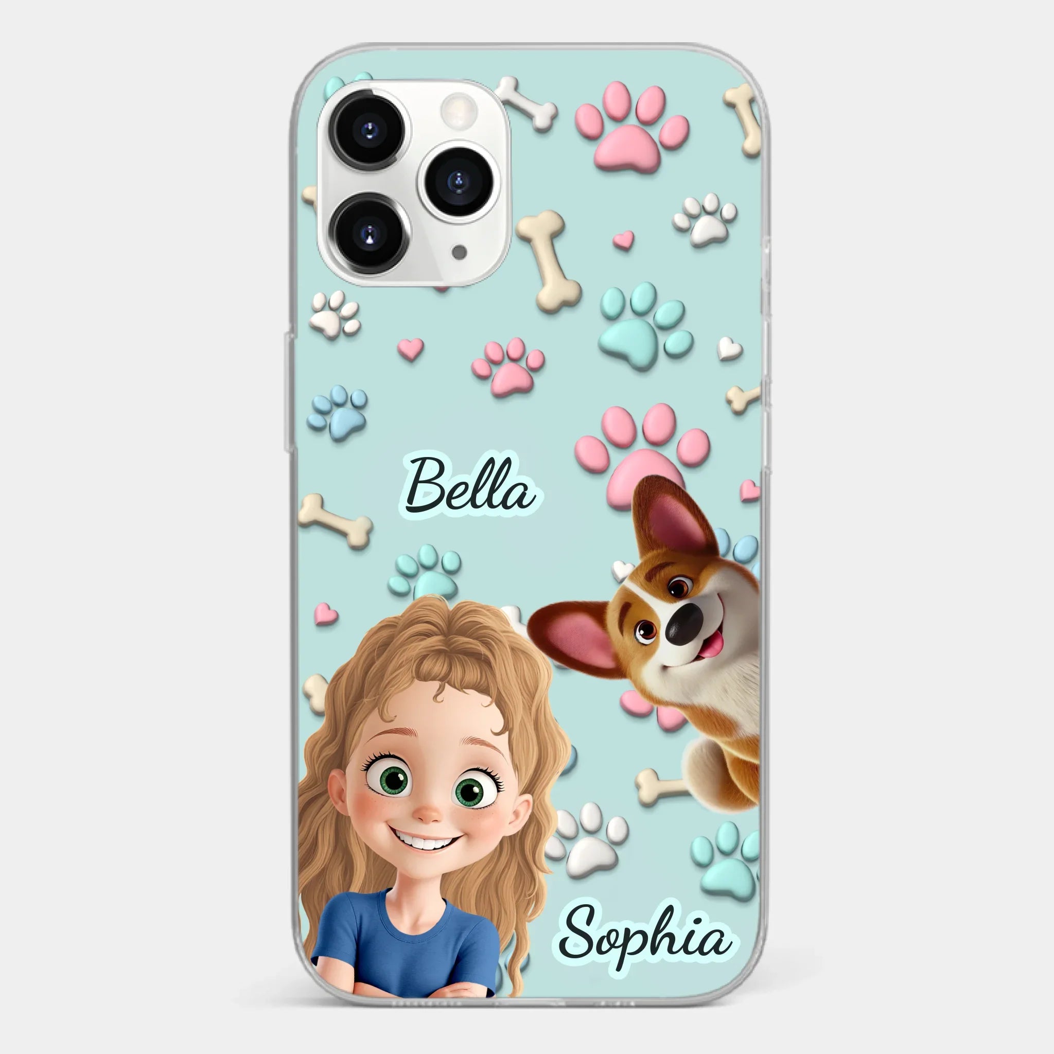 Custom 3D Inflated Effect Printed Clear Phone Case - Personalized Birthday Gifts For Dog Lovers, Dog Dad And Mom - Pawfect Moments Together