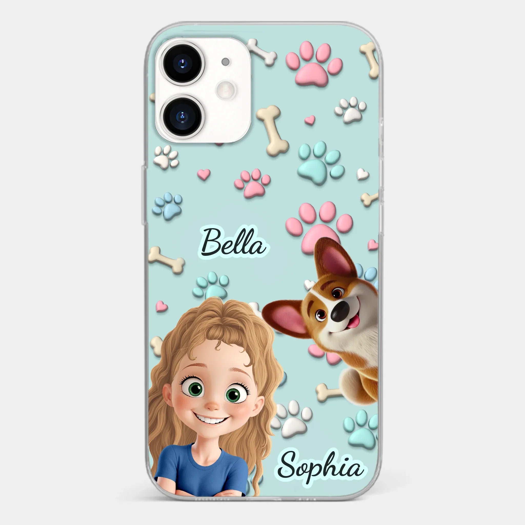 Custom 3D Inflated Effect Printed Clear Phone Case - Personalized Birthday Gifts For Dog Lovers, Dog Dad And Mom - Pawfect Moments Together