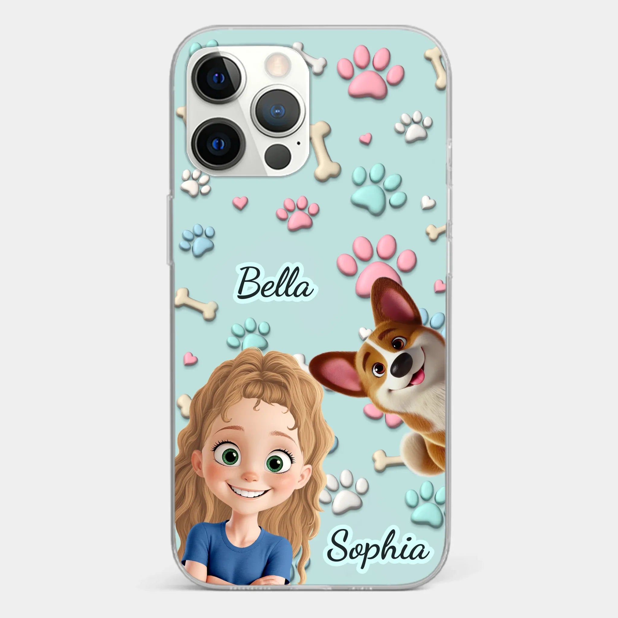 Custom 3D Inflated Effect Printed Clear Phone Case - Personalized Birthday Gifts For Dog Lovers, Dog Dad And Mom - Pawfect Moments Together