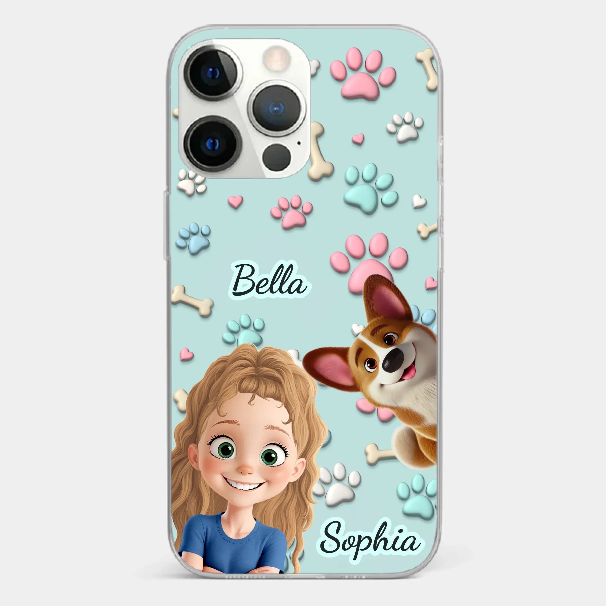Custom 3D Inflated Effect Printed Clear Phone Case - Personalized Birthday Gifts For Dog Lovers, Dog Dad And Mom - Pawfect Moments Together