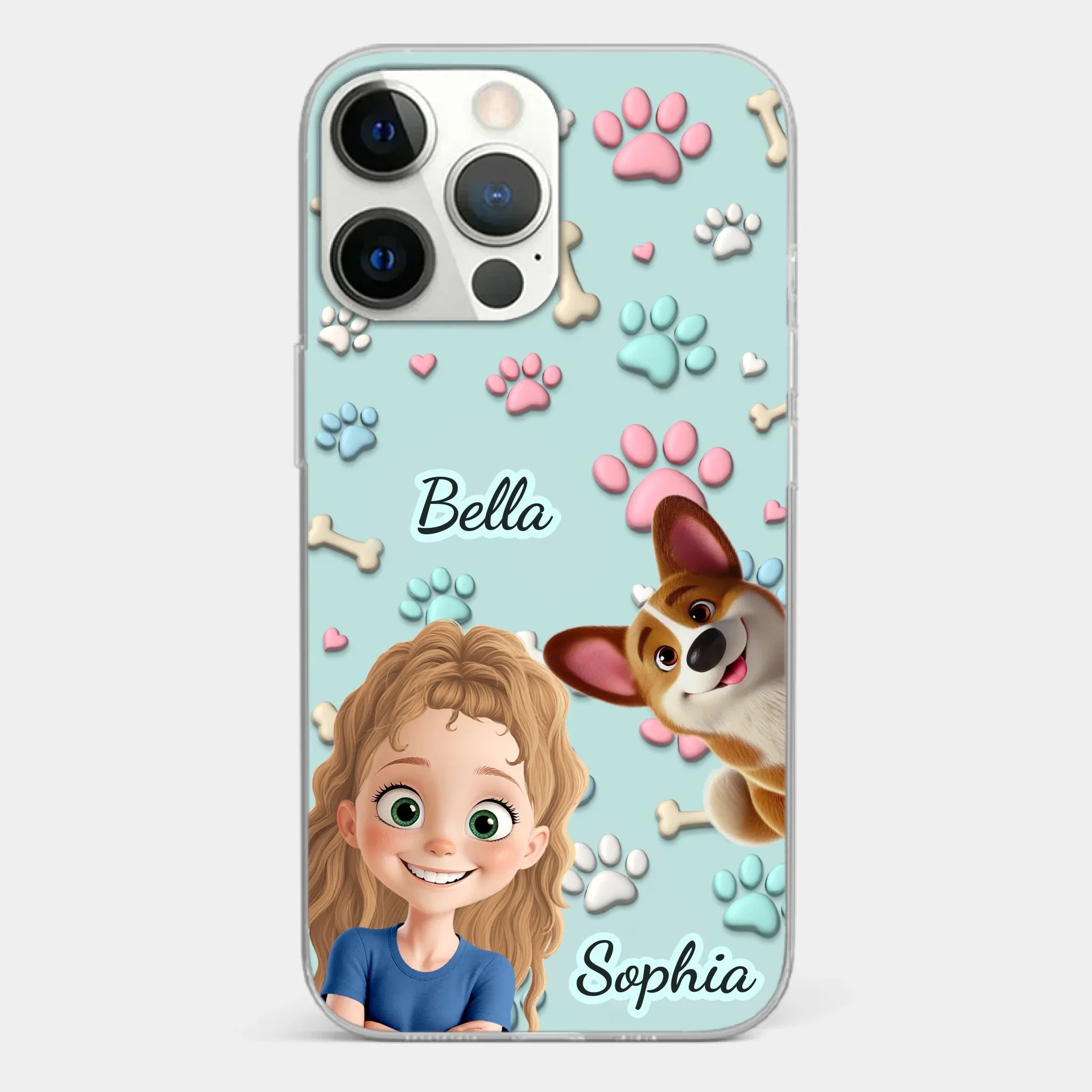 Custom 3D Inflated Effect Printed Clear Phone Case - Personalized Birthday Gifts For Dog Lovers, Dog Dad And Mom - Pawfect Moments Together