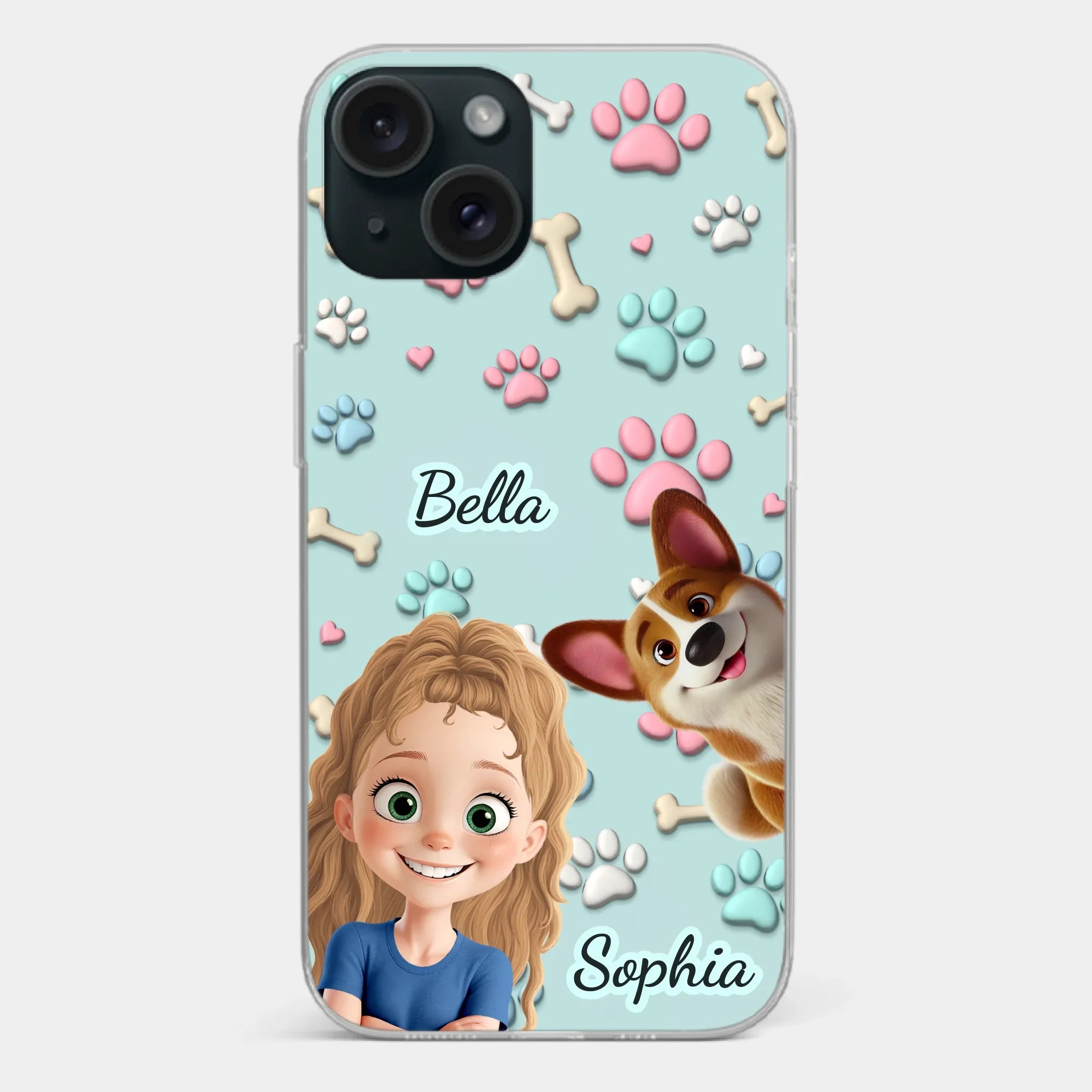 Custom 3D Inflated Effect Printed Clear Phone Case - Personalized Birthday Gifts For Dog Lovers, Dog Dad And Mom - Pawfect Moments Together