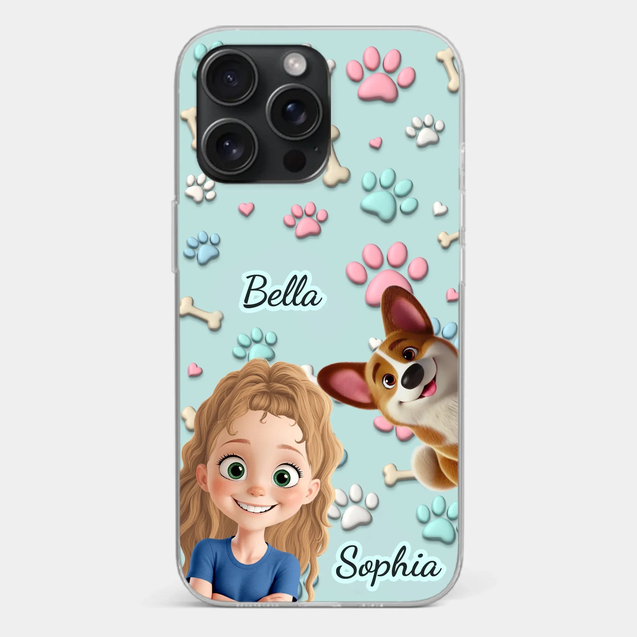 Custom 3D Inflated Effect Printed Clear Phone Case - Personalized Birthday Gifts For Dog Lovers, Dog Dad And Mom - Pawfect Moments Together