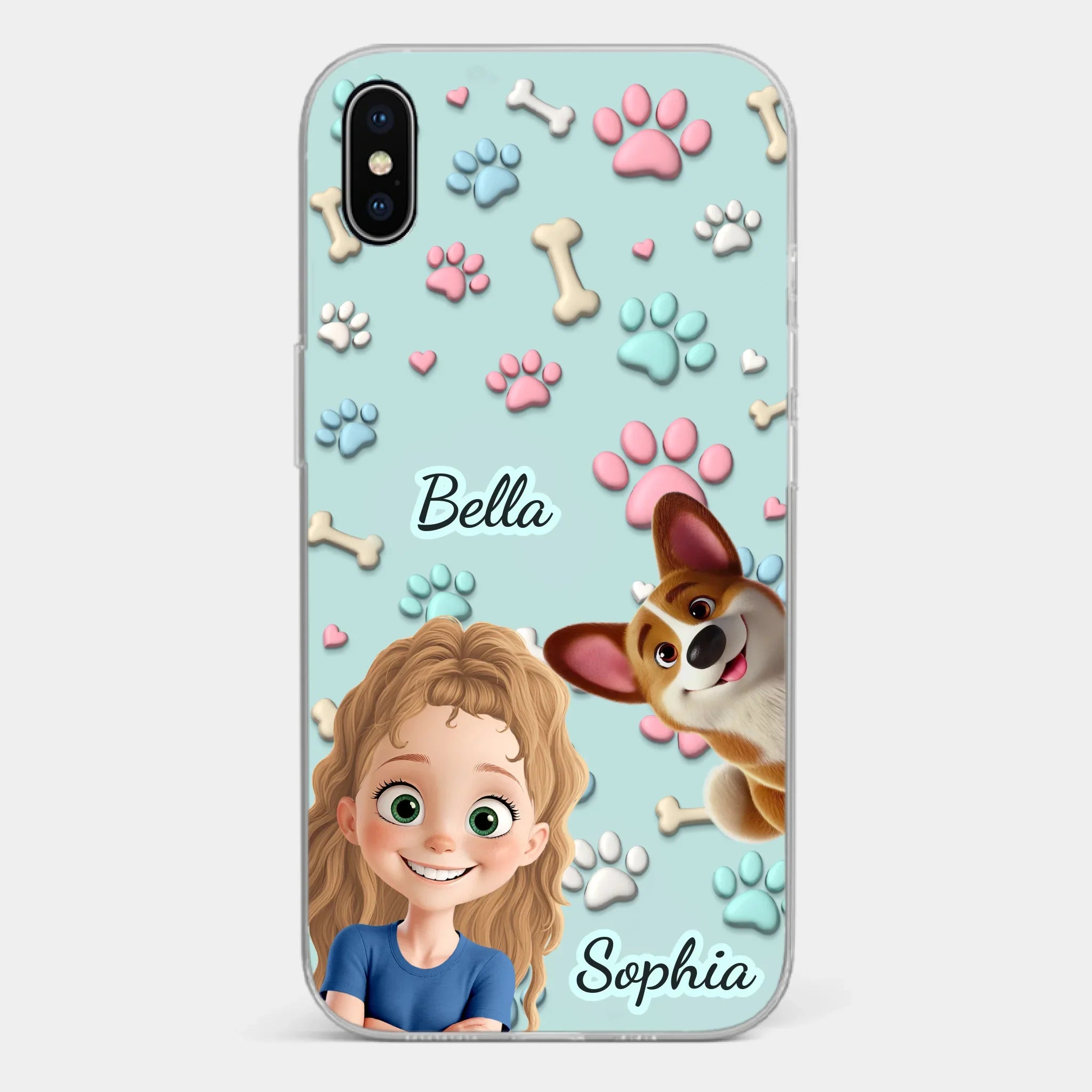 Custom 3D Inflated Effect Printed Clear Phone Case - Personalized Birthday Gifts For Dog Lovers, Dog Dad And Mom - Pawfect Moments Together