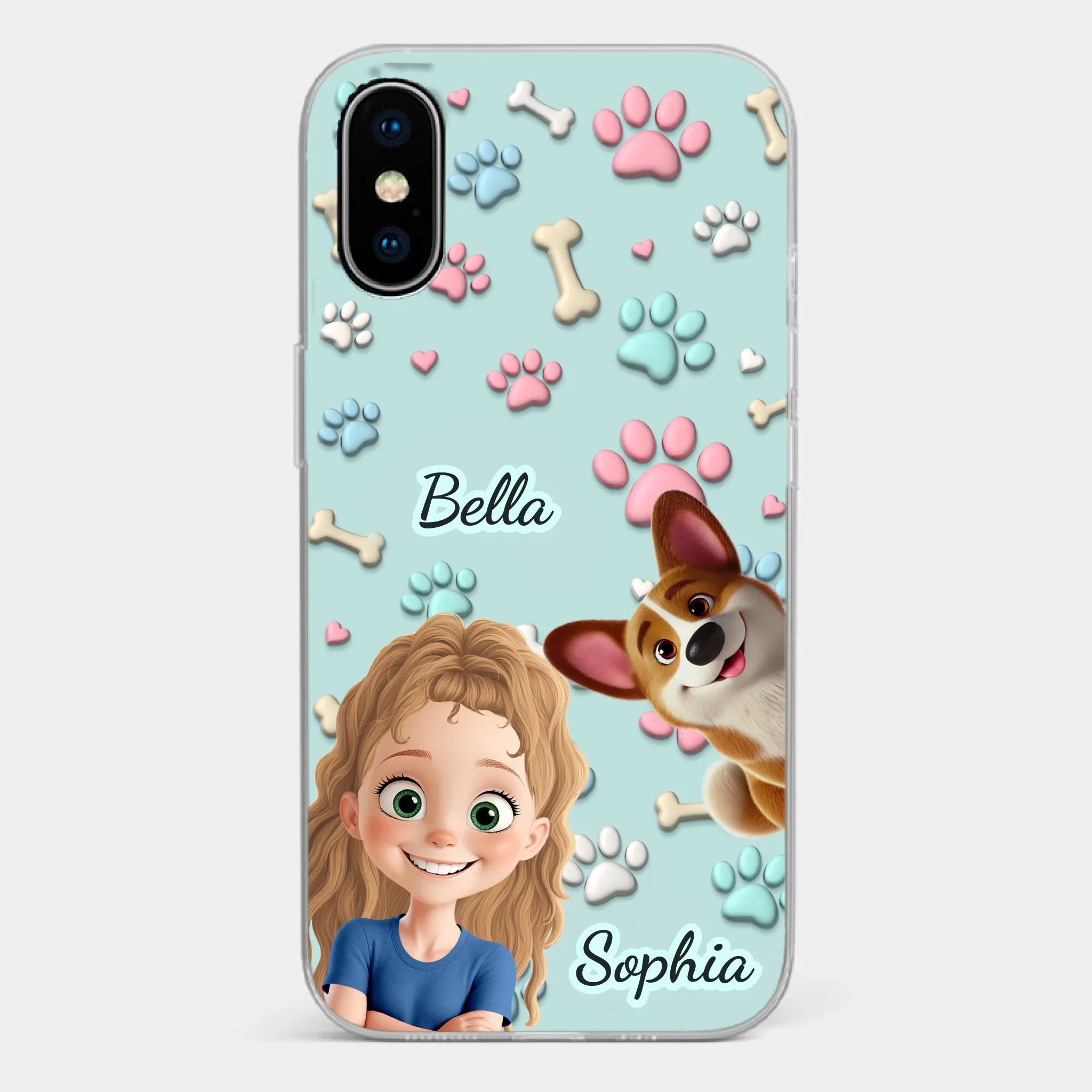 Custom 3D Inflated Effect Printed Clear Phone Case - Personalized Birthday Gifts For Dog Lovers, Dog Dad And Mom - Pawfect Moments Together