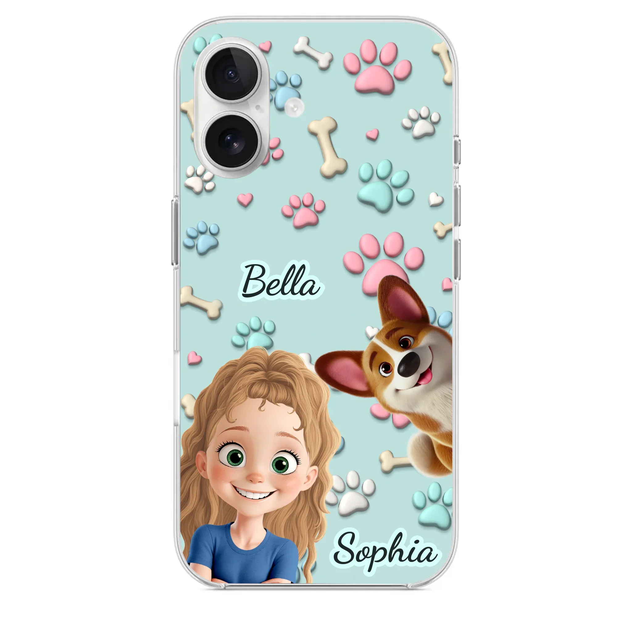 Custom 3D Inflated Effect Printed Clear Phone Case - Personalized Birthday Gifts For Dog Lovers, Dog Dad And Mom - Pawfect Moments Together