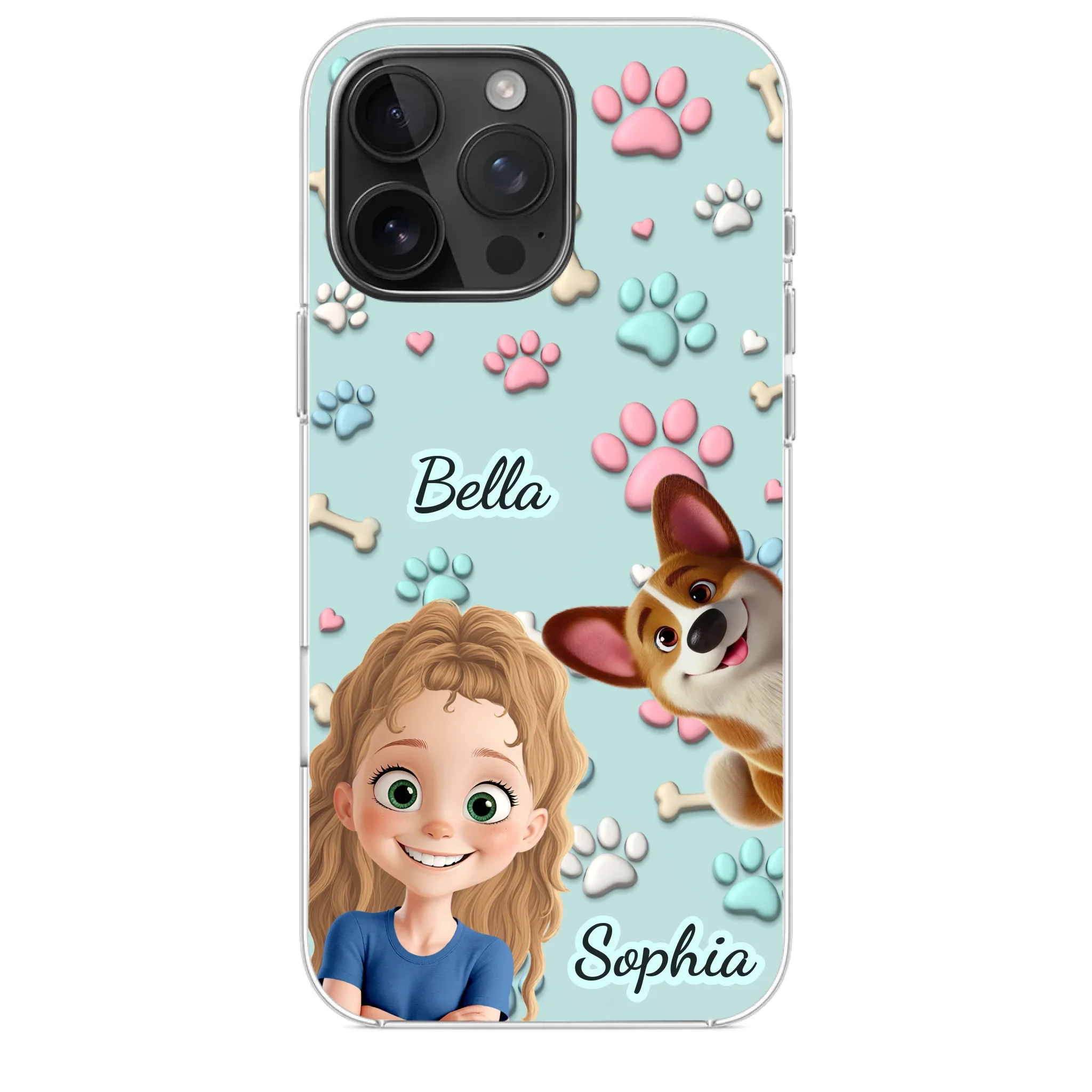 Custom 3D Inflated Effect Printed Clear Phone Case - Personalized Birthday Gifts For Dog Lovers, Dog Dad And Mom - Pawfect Moments Together