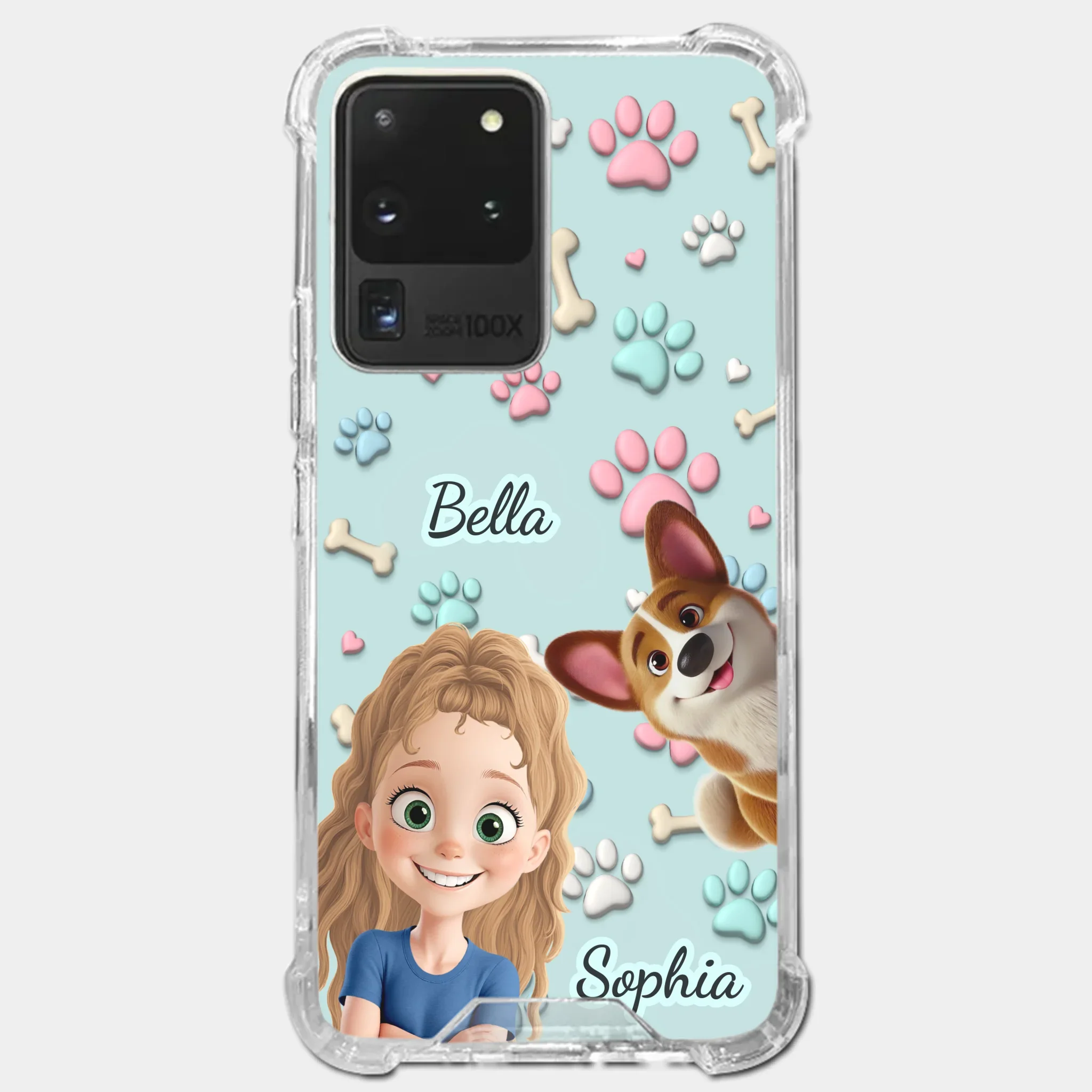 Custom 3D Inflated Effect Printed Clear Phone Case - Personalized Birthday Gifts For Dog Lovers, Dog Dad And Mom - Pawfect Moments Together