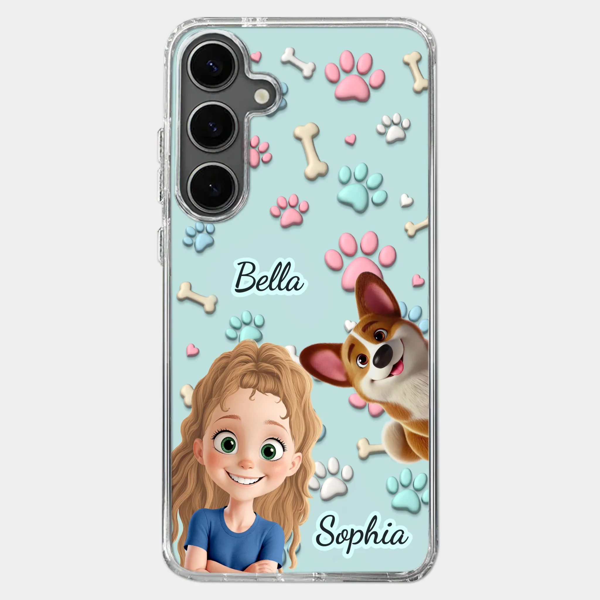 Custom 3D Inflated Effect Printed Clear Phone Case - Personalized Birthday Gifts For Dog Lovers, Dog Dad And Mom - Pawfect Moments Together