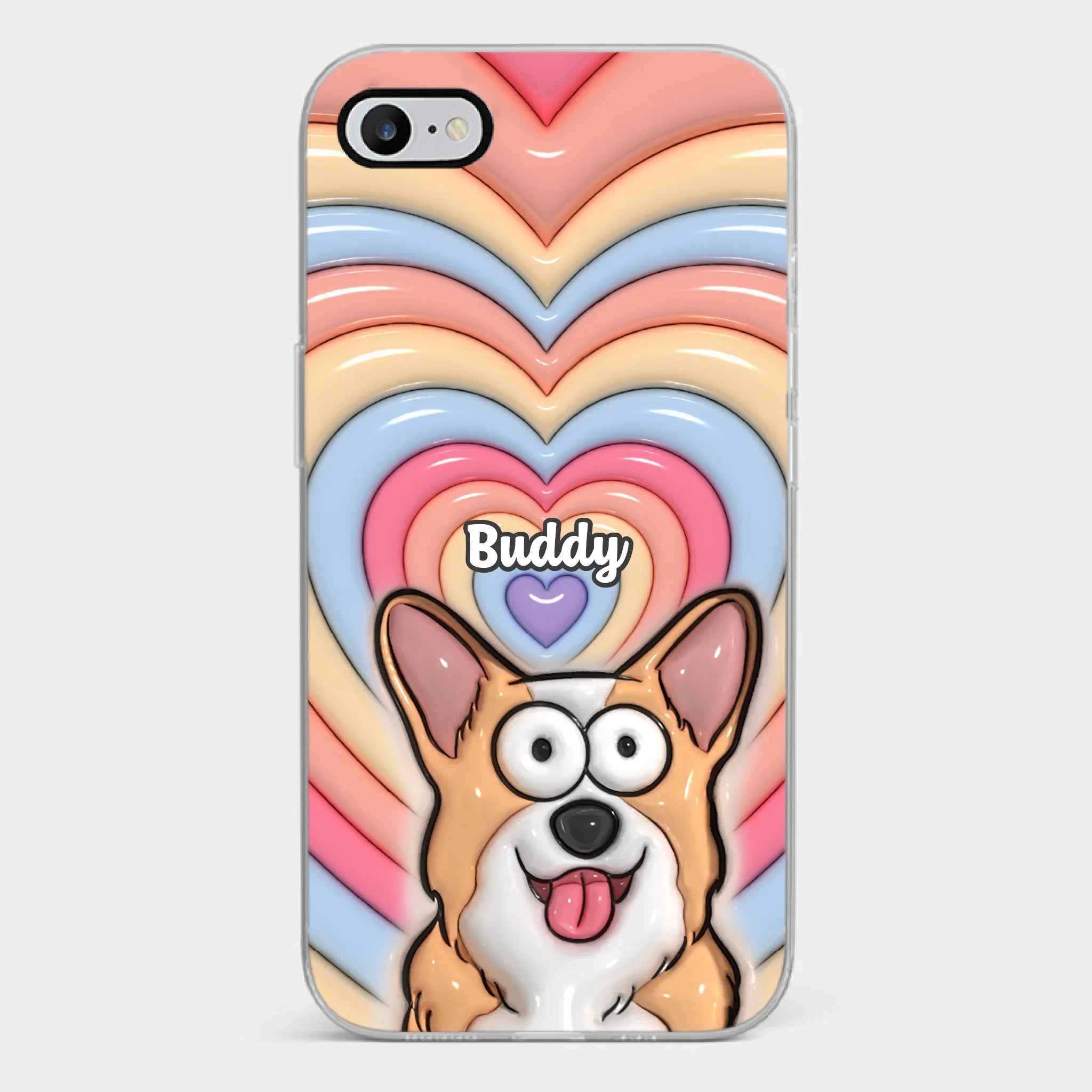 Custom 3D Inflated Effect Printed Clear Phone Case - Personalized Birthday Gifts For Dog Cat Lovers, Dog Dad And Mom, Cat Owners - Cute Pets, Happy Hearts