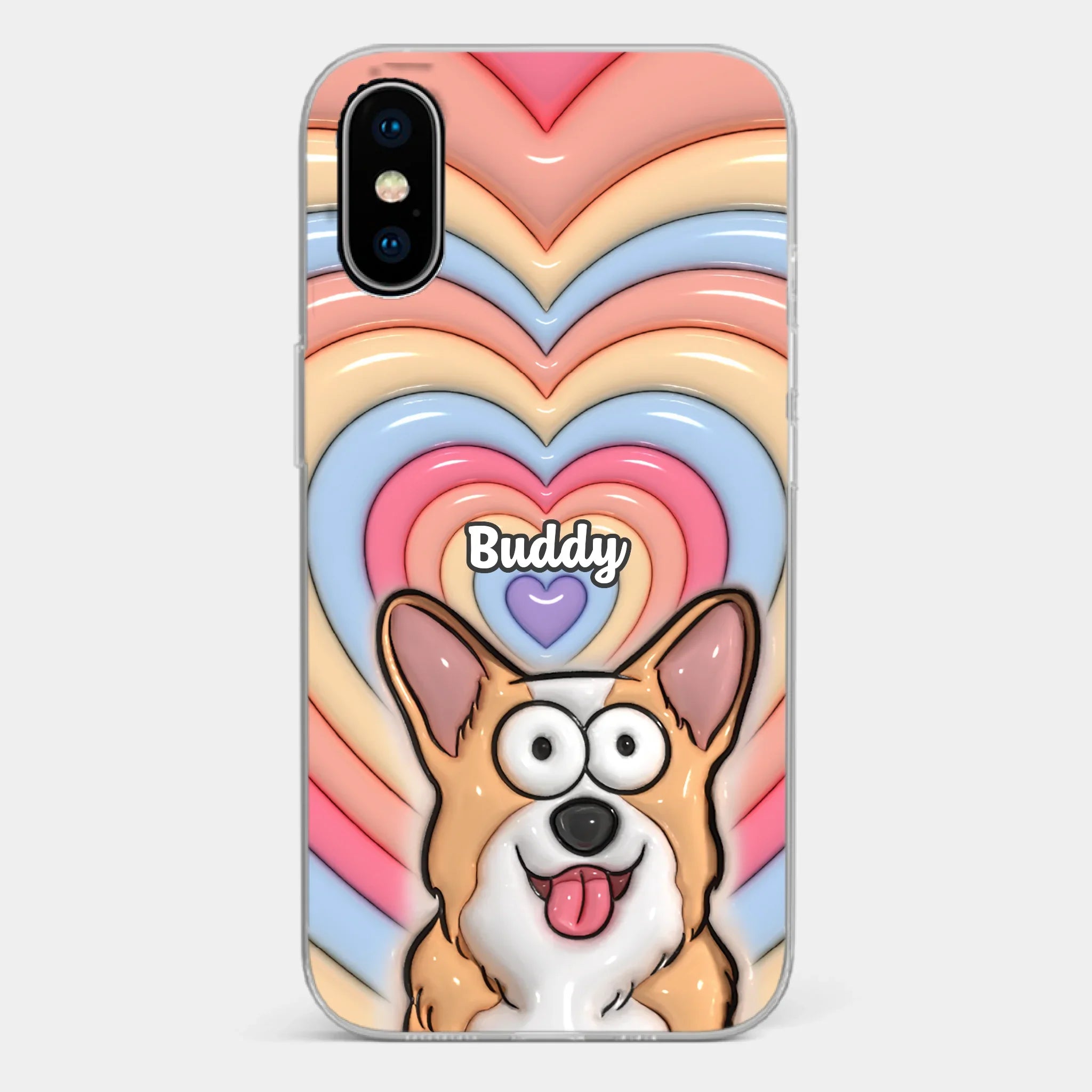 Custom 3D Inflated Effect Printed Clear Phone Case - Personalized Birthday Gifts For Dog Cat Lovers, Dog Dad And Mom, Cat Owners - Cute Pets, Happy Hearts