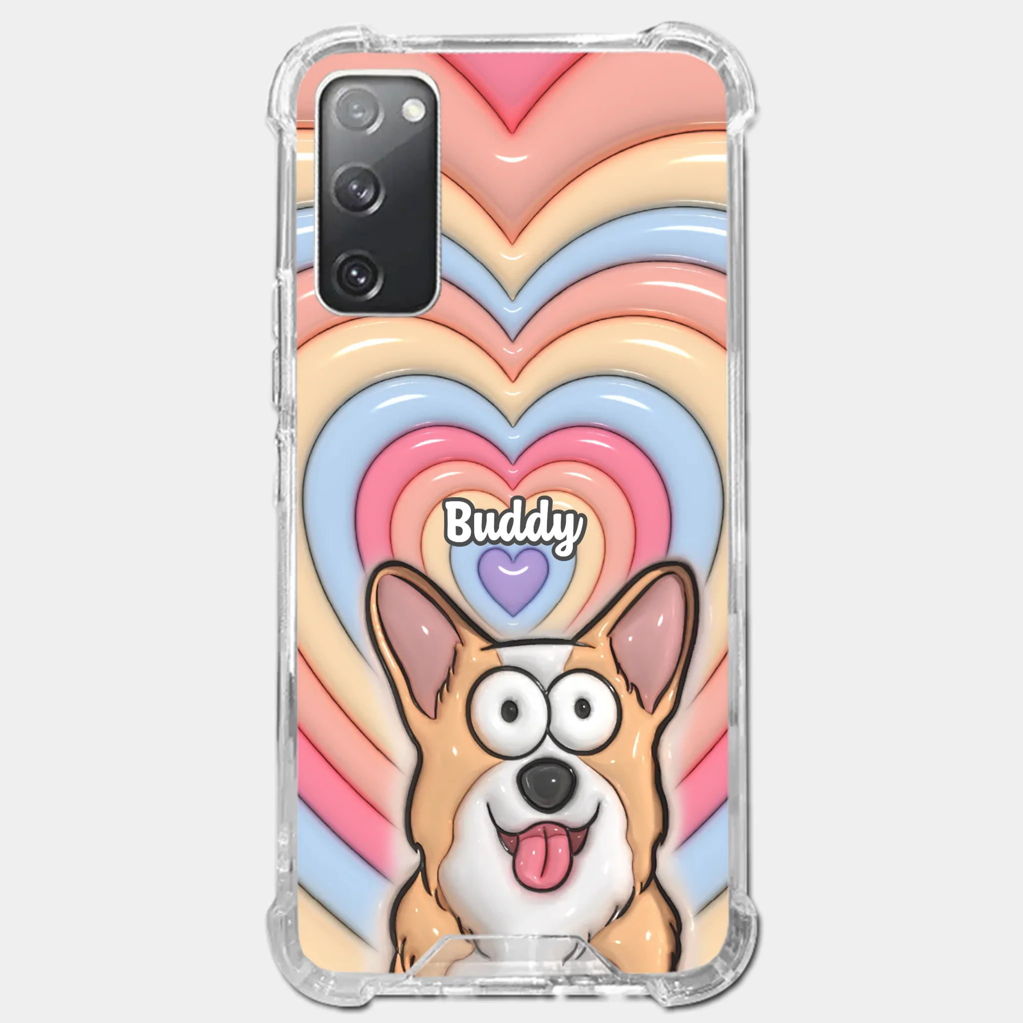 Custom 3D Inflated Effect Printed Clear Phone Case - Personalized Birthday Gifts For Dog Cat Lovers, Dog Dad And Mom, Cat Owners - Cute Pets, Happy Hearts