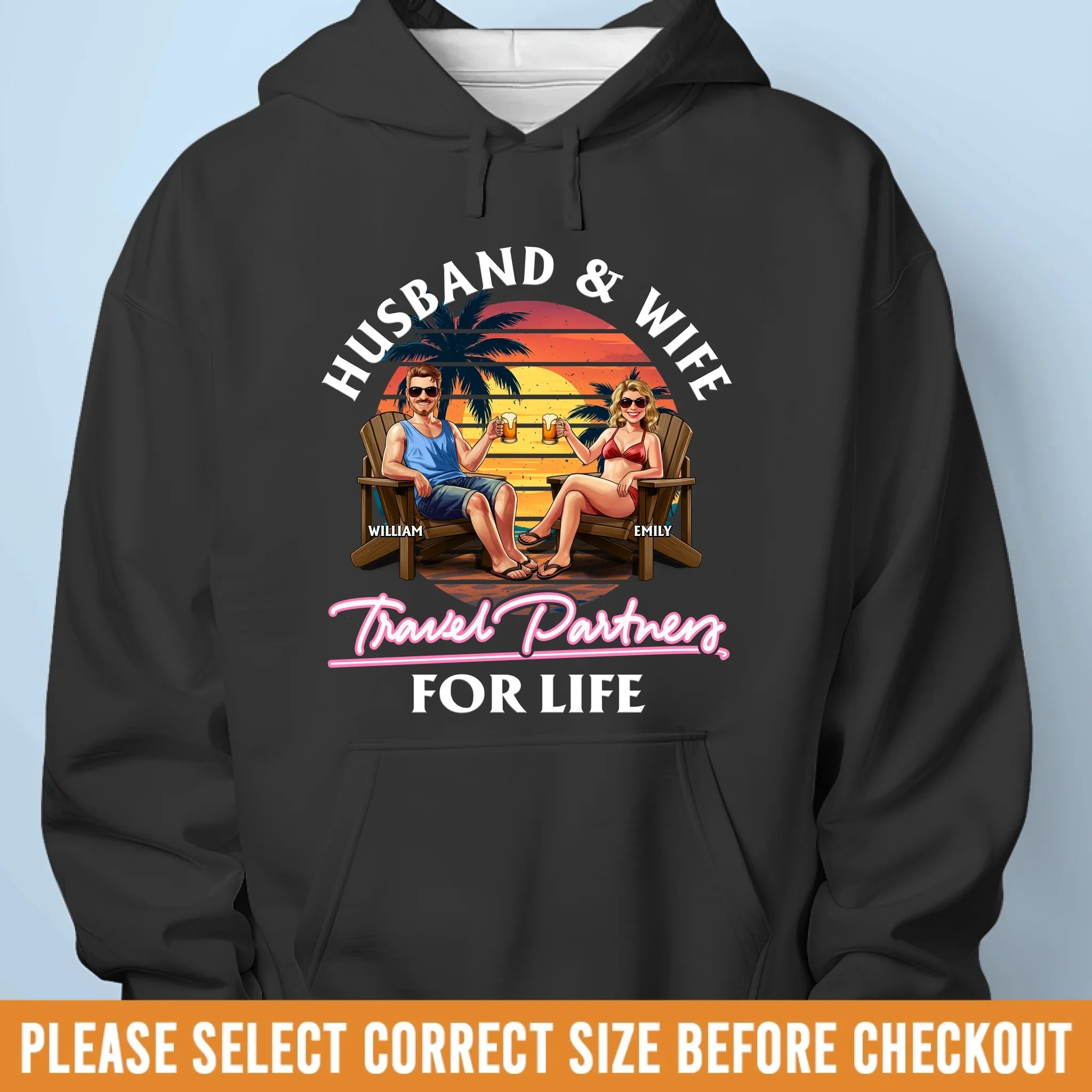 Custom Unisex T-shirt, Premium T-shirt, Hoodie - Personalized Anniversary Wedding Gifts For Husband And Wife, Him And Her - Travel Partners For Life