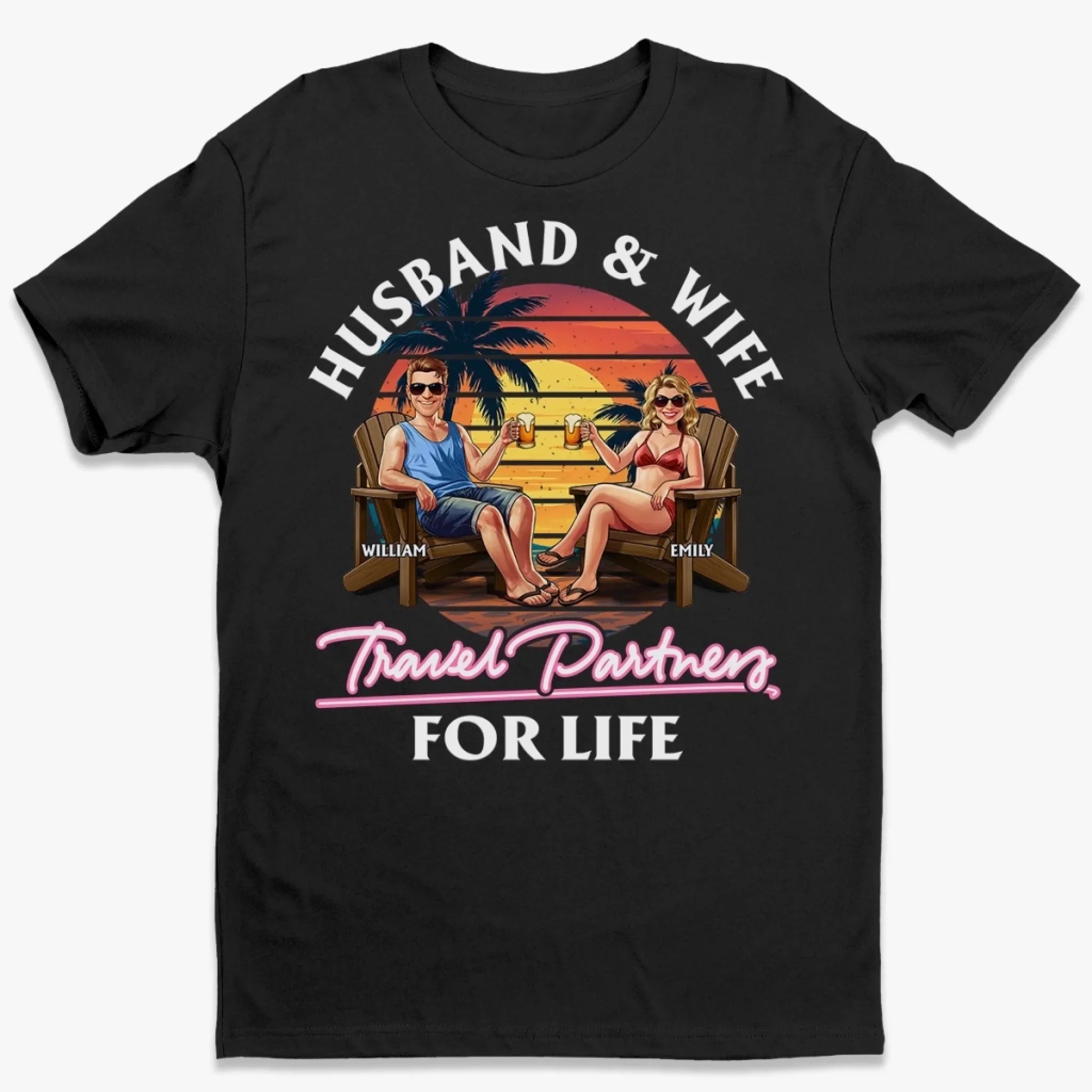 Custom Unisex T-shirt, Premium T-shirt, Hoodie - Personalized Anniversary Wedding Gifts For Husband And Wife, Him And Her - Travel Partners For Life