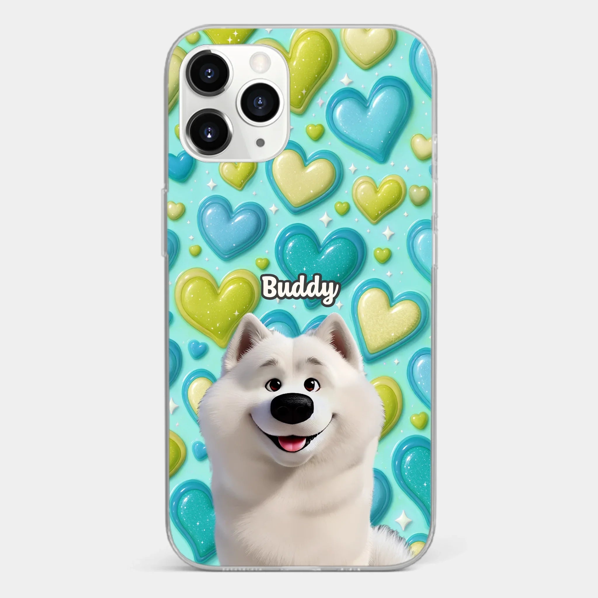 Custom 3D Inflated Effect Printed Clear Phone Case - Personalized Birthday Gifts For Dog Lovers, Dog Dad And Mom - Surrounded By Your Love