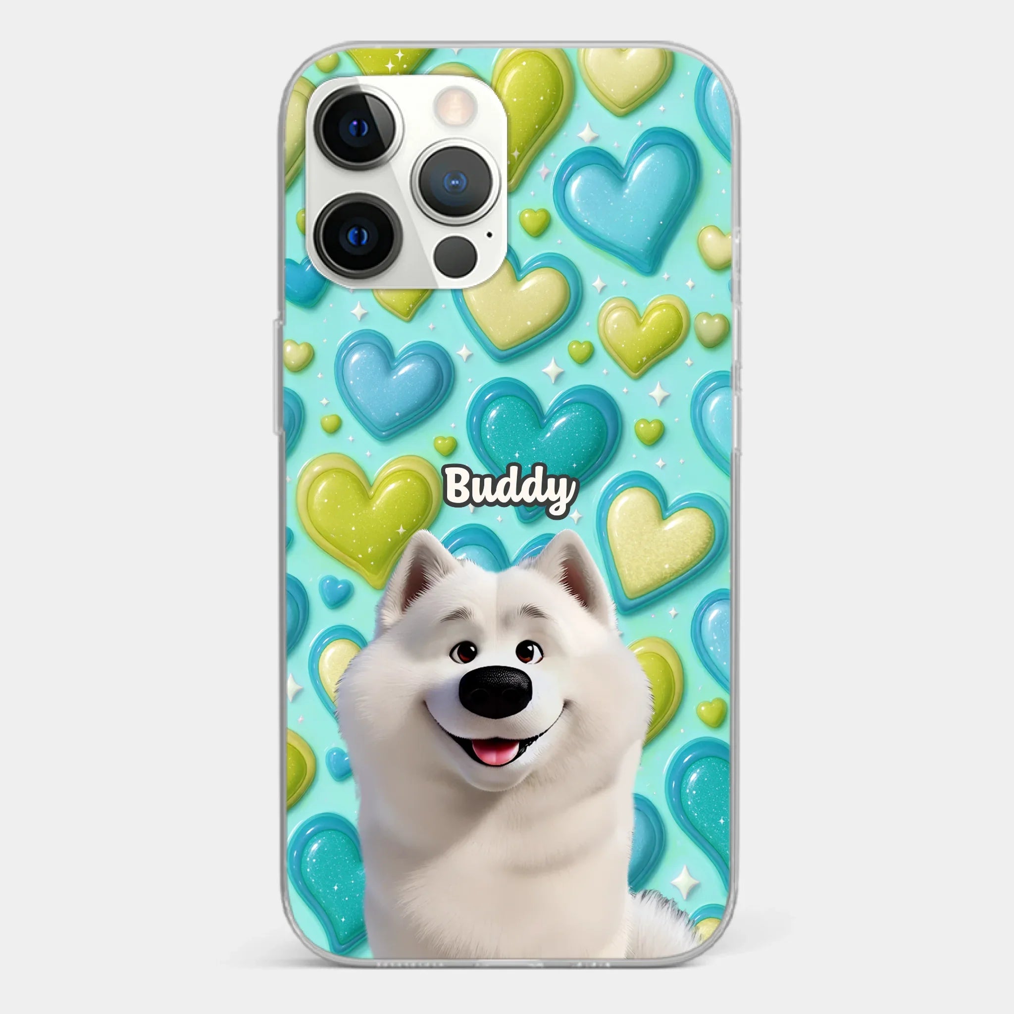 Custom 3D Inflated Effect Printed Clear Phone Case - Personalized Birthday Gifts For Dog Lovers, Dog Dad And Mom - Surrounded By Your Love
