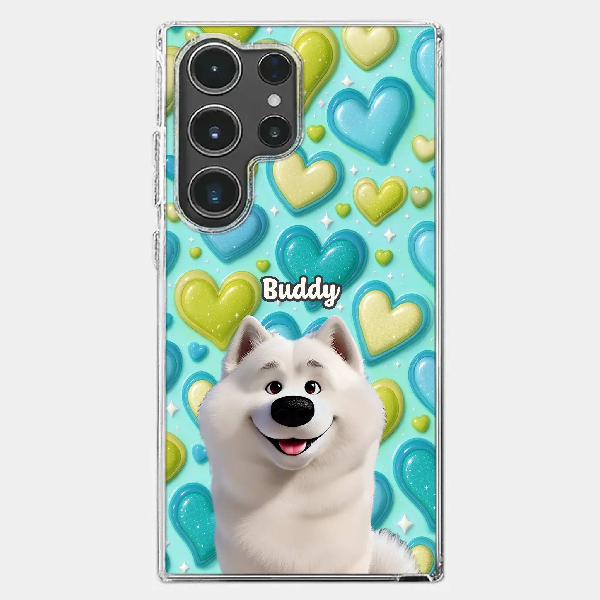 Custom 3D Inflated Effect Printed Clear Phone Case - Personalized Birthday Gifts For Dog Lovers, Dog Dad And Mom - Surrounded By Your Love