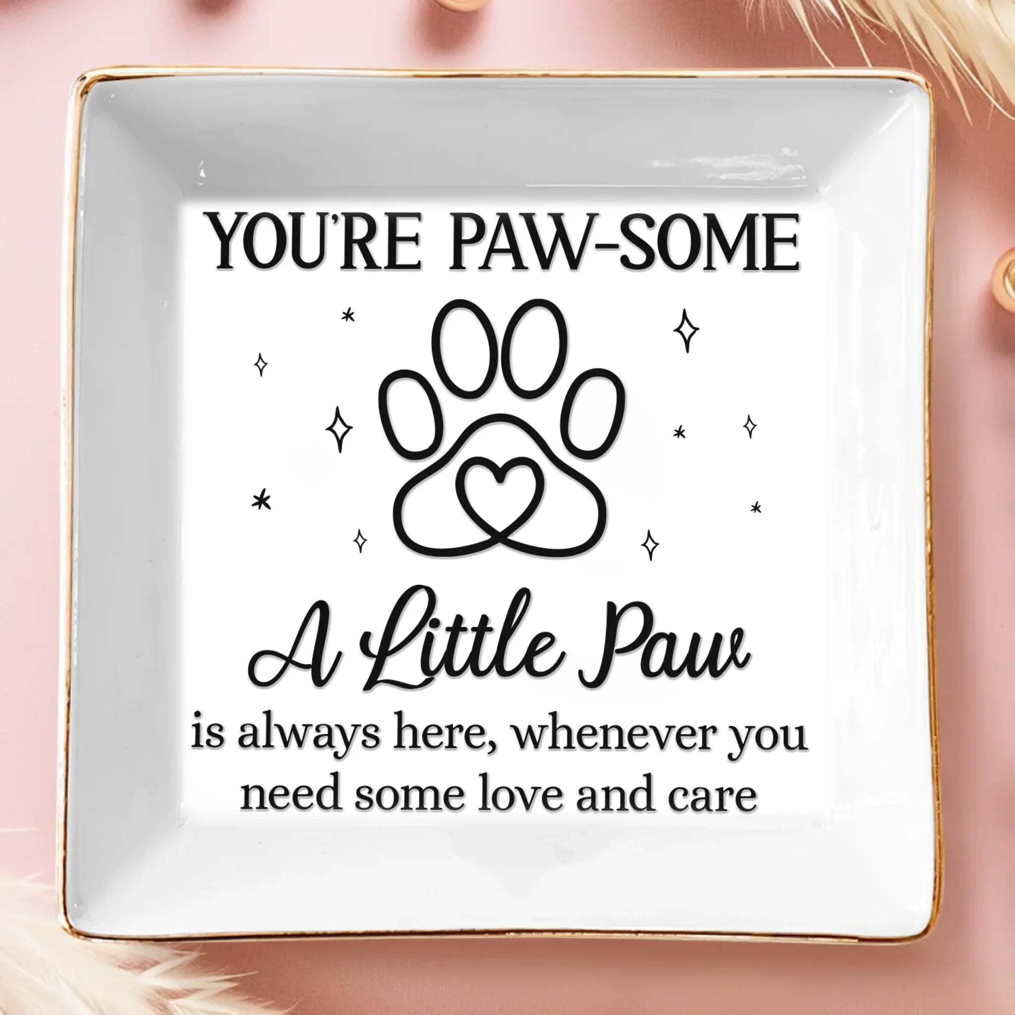 Full-Print Jewelry Dish - Birthday Gifts For Dog Cat Lovers, Dog Dad And Mom, Cat Owners - Paws Fill The Heart With Joy