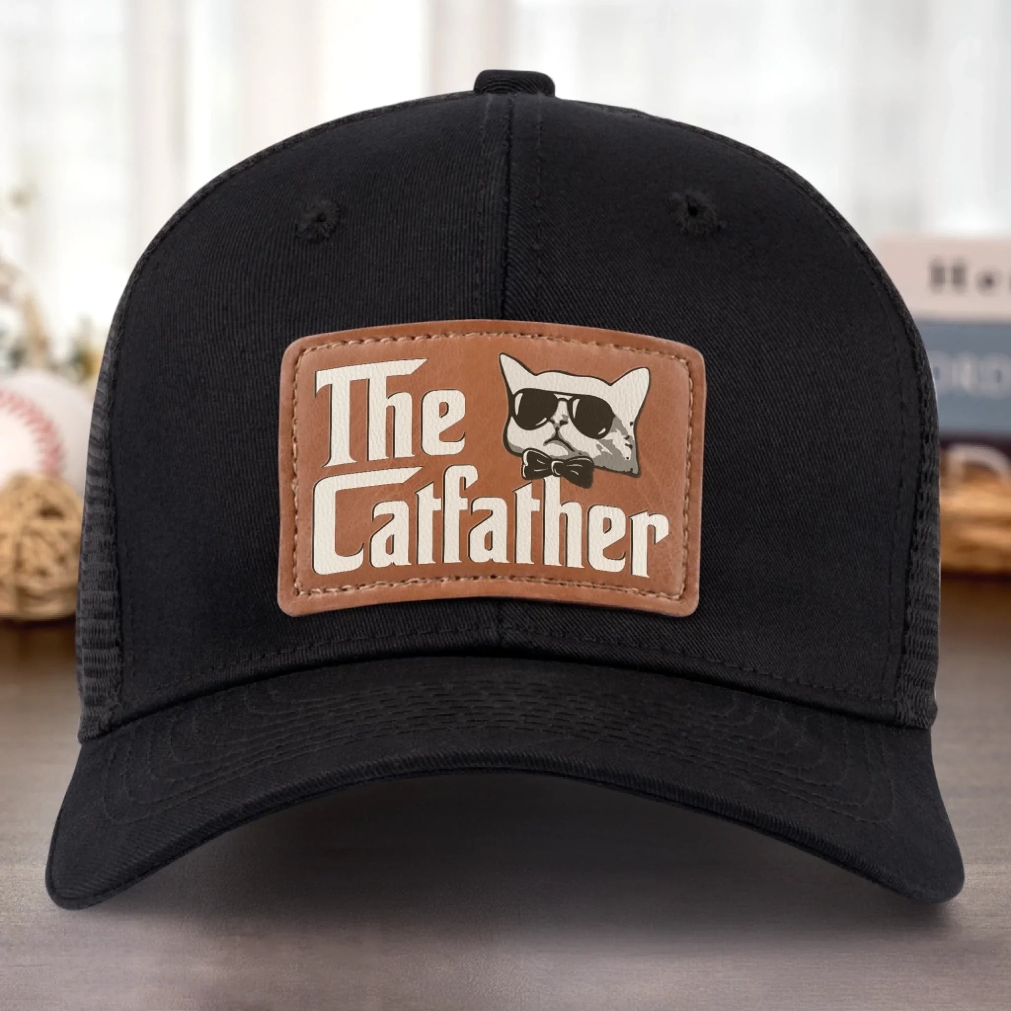Leather Patch Hat - Birthday Gifts For Cat Lovers, Cat Dad - The Catfather