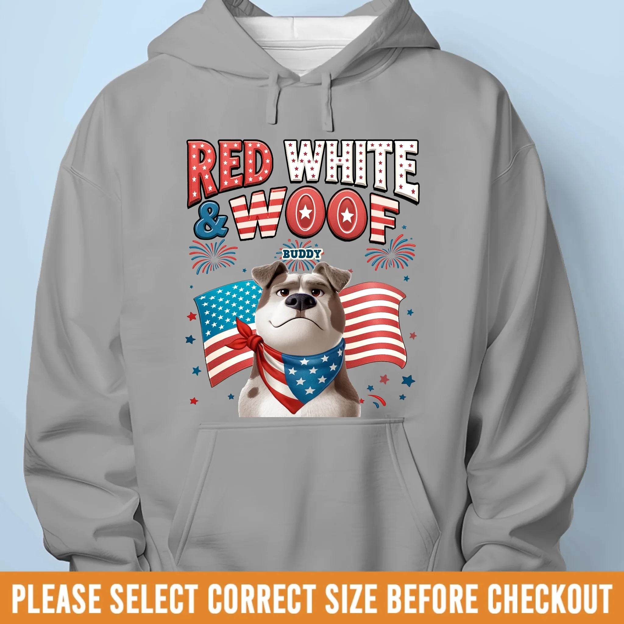 Custom Unisex T-shirt, Premium T-shirt, Hoodie - Personalized 4th Of July Gifts For Dog Lovers, Dog Dad And Mom - Red, White & Woof