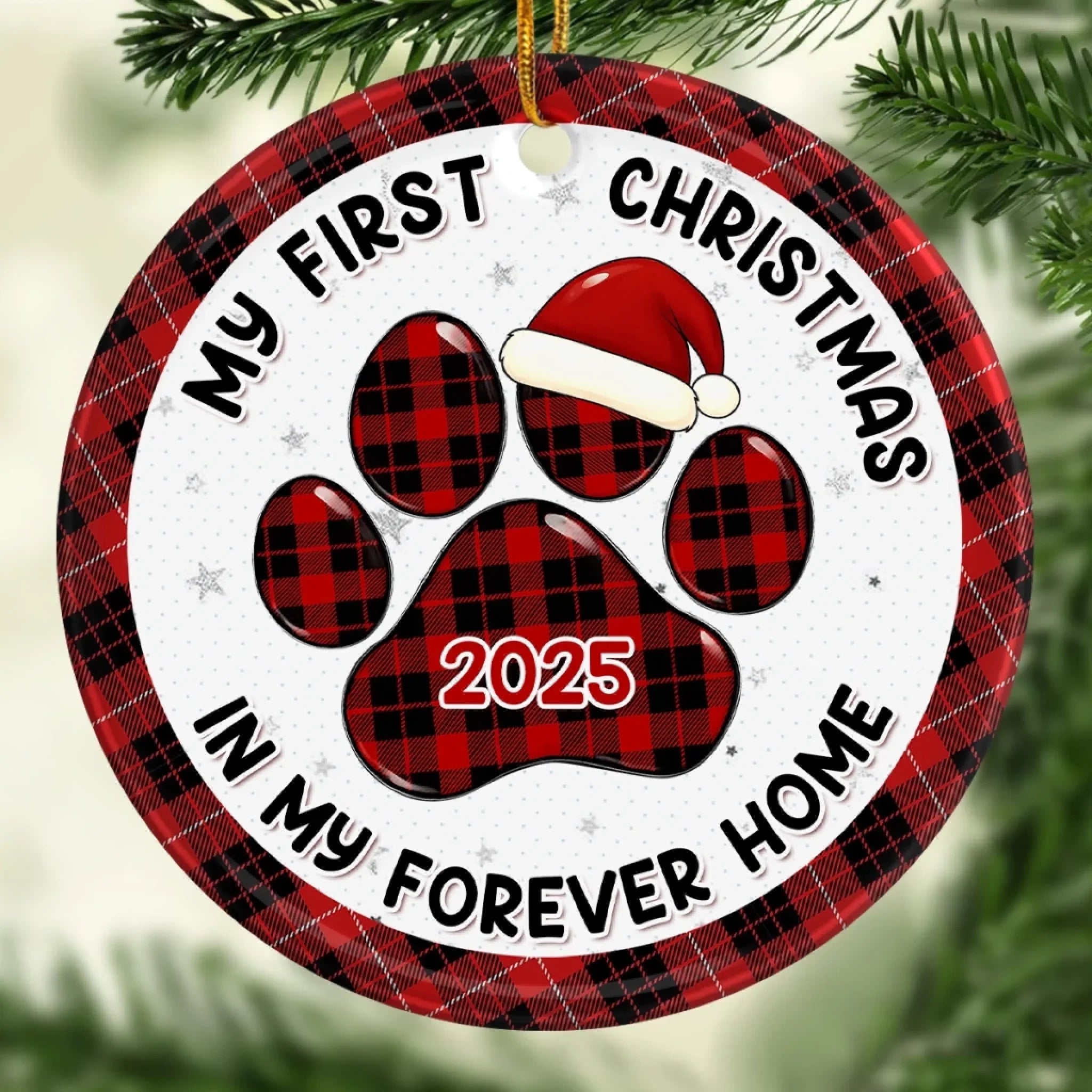 Ornament - Ceramic Round Shaped - Christmas Birthday Gifts For Dog Cat Lovers, Dog Dad And Mom, Cat Owners - First Christmas Cuddles